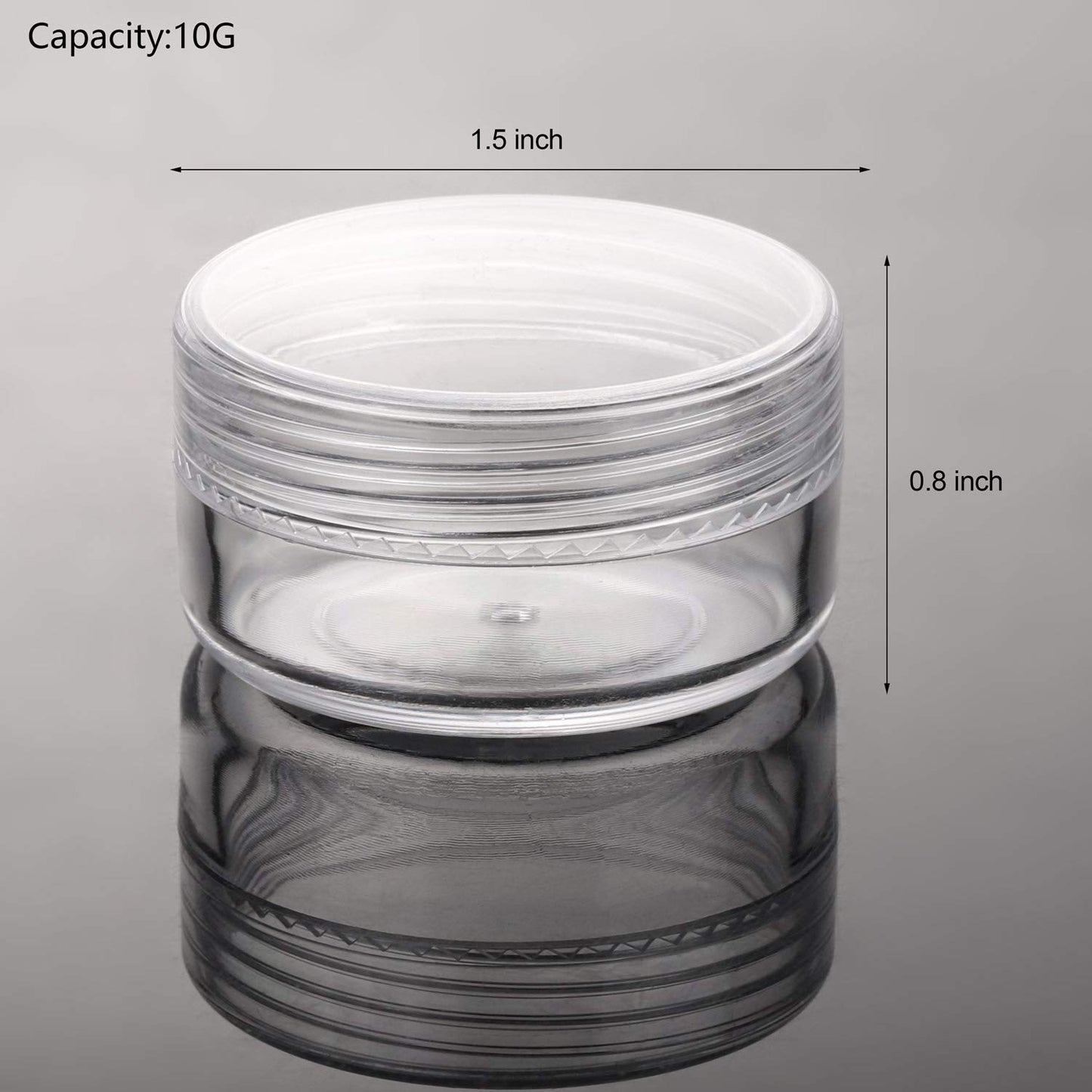 100 Count 10g Sample Jars with Lids Makeup Jars Plastic Lip Scrub Containers TSA Approved Cosmetic Containers for Traveling - Clear