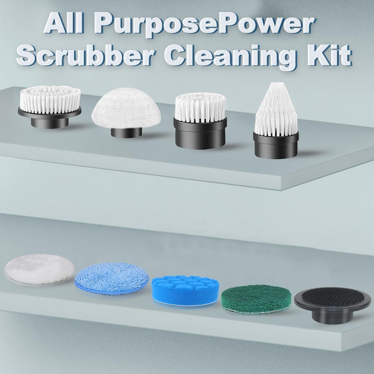 9-Pack Replaceable Brush Heads for Electric Spin Scrubber - Compatible with ANS-8051A & ANS-8050 for Bathroom & Kitchen Cleaning
