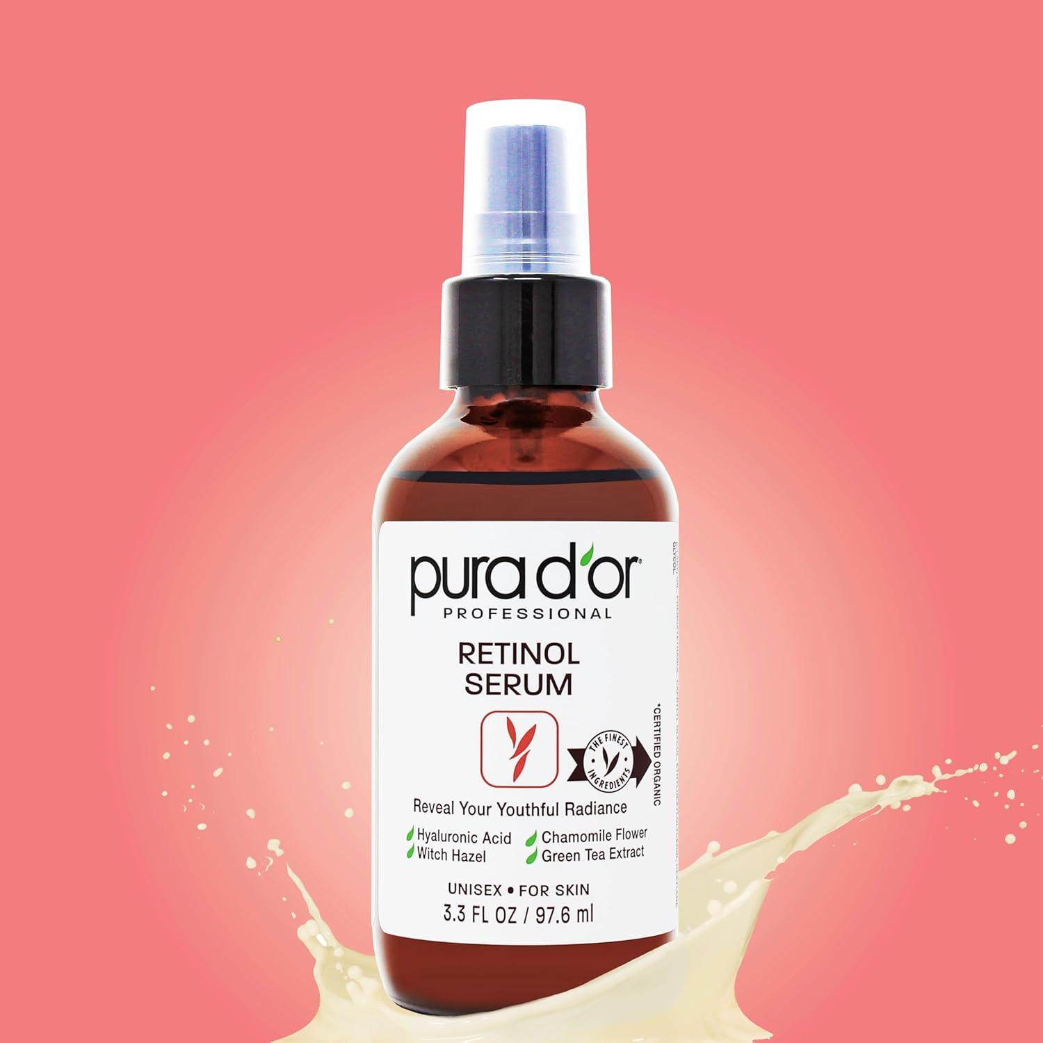 Retinol Serum 3.3 Oz - Anti-Aging Night Treatment for Radiant Skin - Natural Vitamin A & Collagen Booster