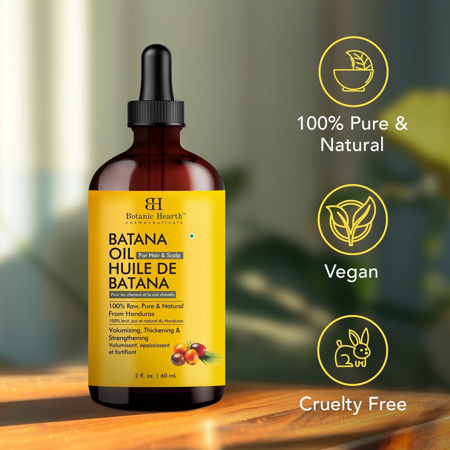 Dr Sebi Batana Oil for Hair Growth- Weightless(Glass bottle 2 fl oz) | 100% Pure & Unrefined Oils from Honduras, Lightweight Summer Hair Oil for Strengthening & Volumizing by Botanic Hearth