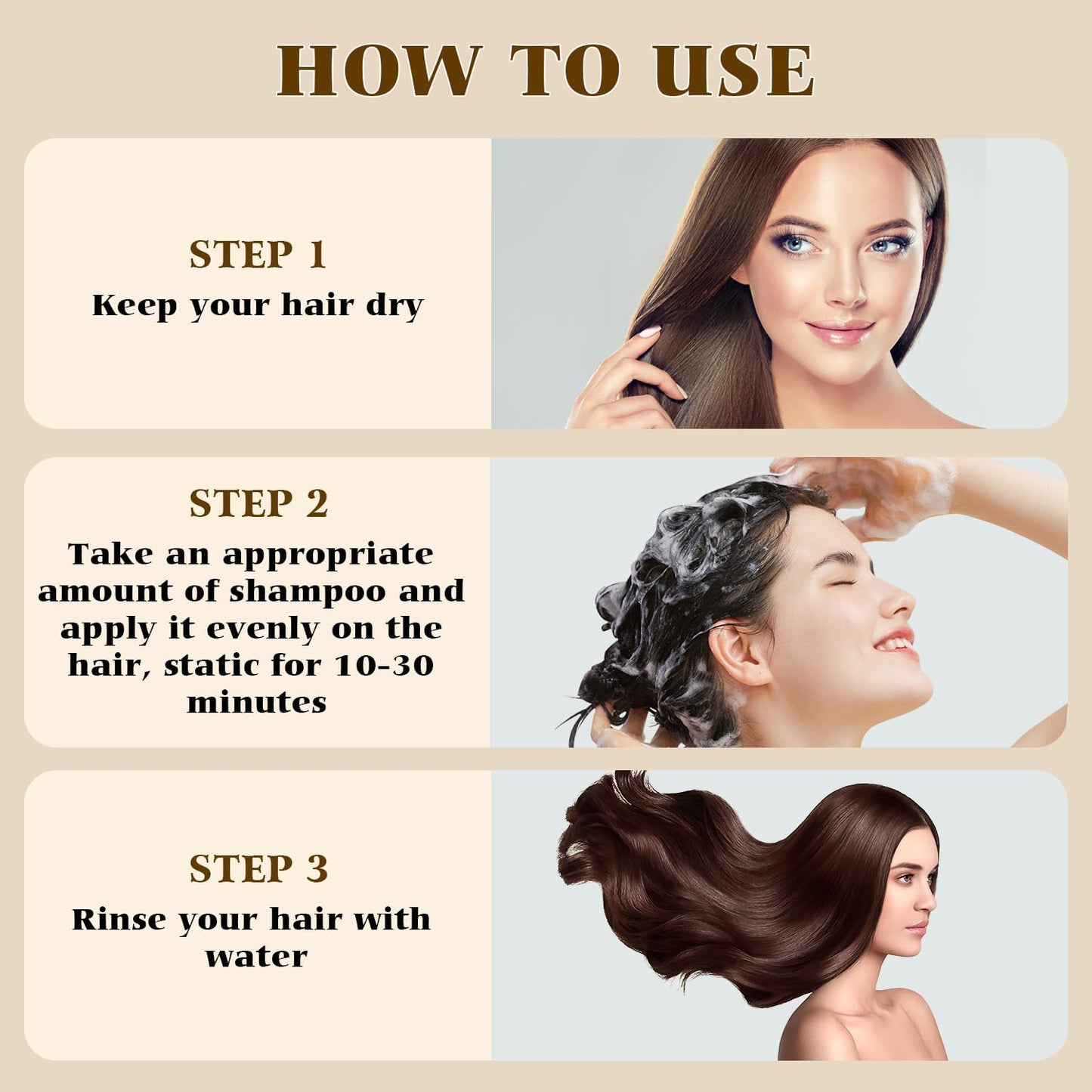 Bupposes Natural Hair Color Shampoo, Hair Dye Shampoo Instant 3 in 1, Hair Dye Shampoo, Hair Instant Dye Shampoo for Men & Women(brown/1pcs)