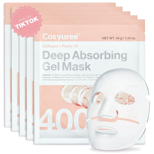 Hydrating Korean Collagen Hydrogel Mask - Deep Absorption Overnight Treatment for Glass Skin (34g x 5)