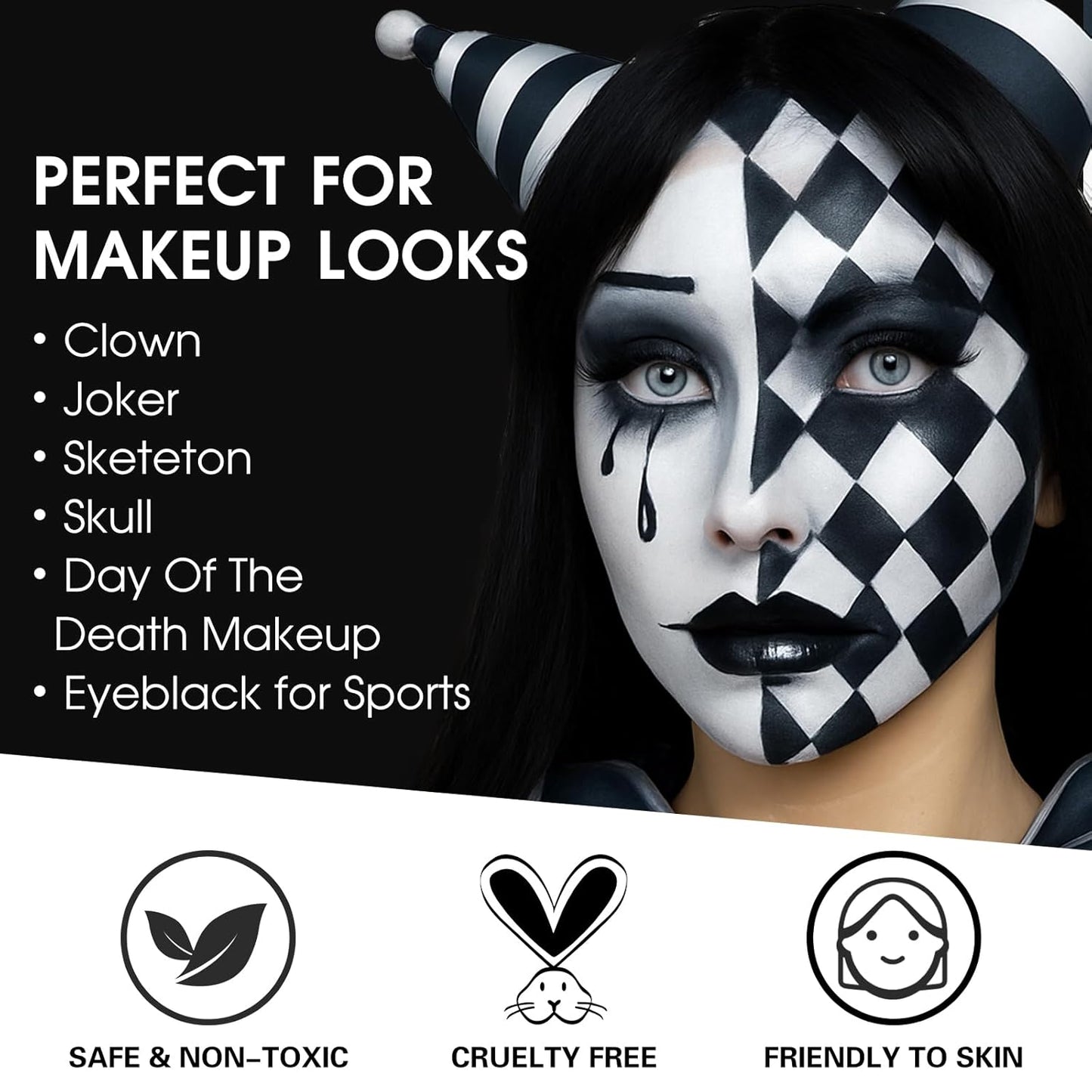 Red White Blue Face Paint Stick Kit - Eye Black for Football, Baseball & Halloween