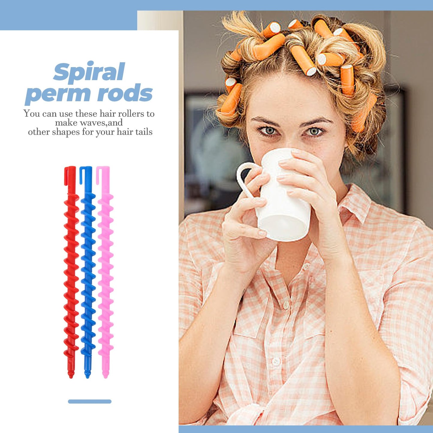 Healeved 20PCS Spiral Perm Rods Spiral Hair Perm Rods for Long Hair Heatless Spiral Curlers Hairdressing Hair Rollers Spiral Hair Curlers Perm Rods