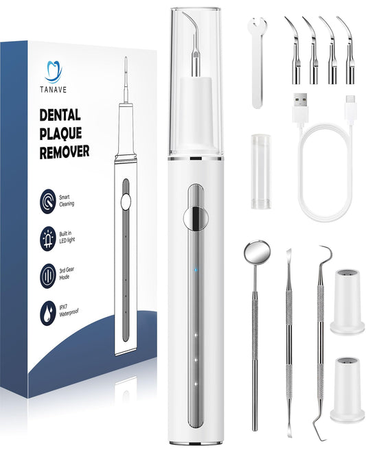 Teeth Cleaning Kit Plaque Remover for Teeth, Portable Dental Plaque Remover Tool with LED, Plaque Blaster for Human Teeth with 3 Modes, Tooth Scraper Plaque Tartar Remover for Teeth with Dental Tools