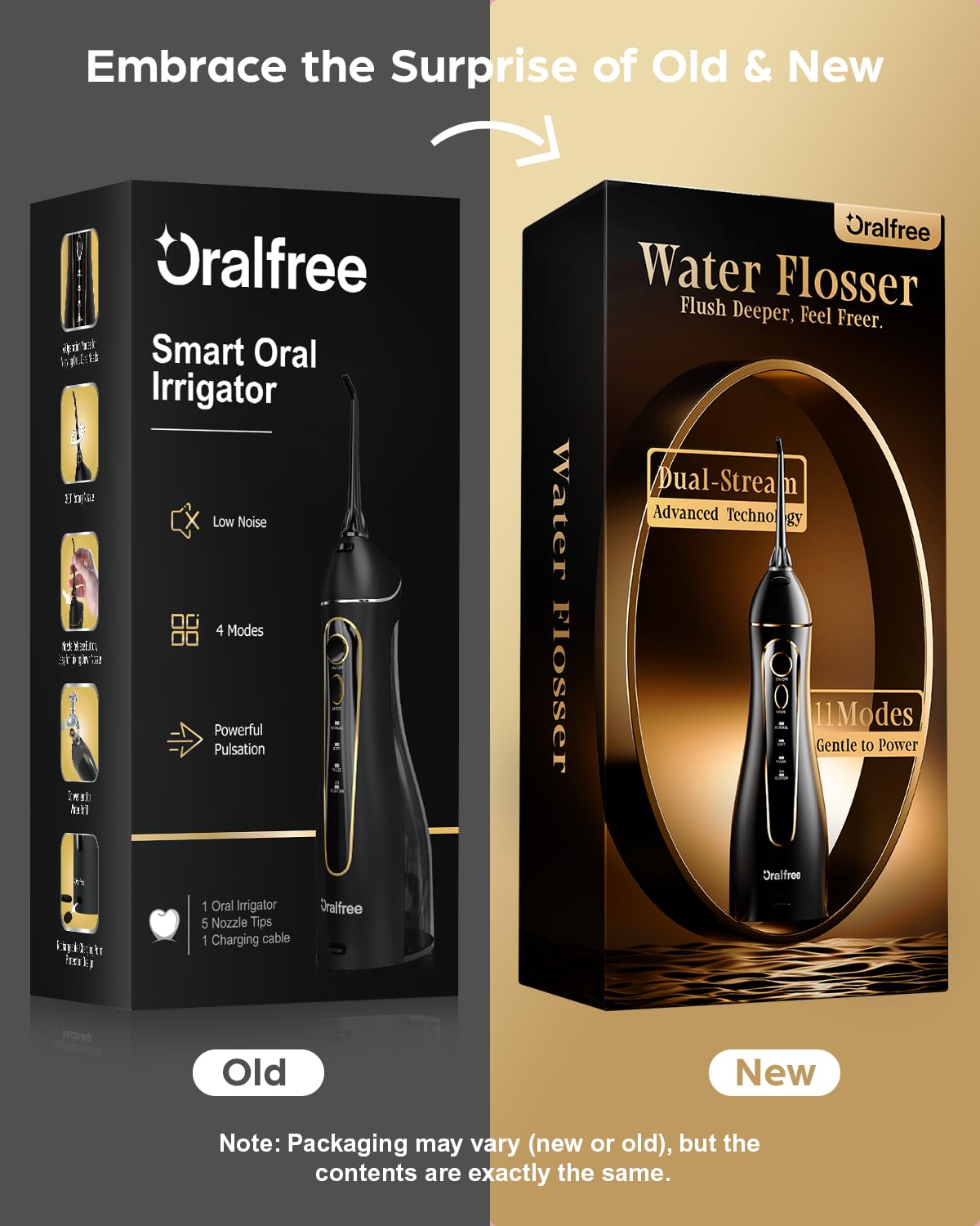 Oralfree Water Flosser Teeth Pick - Dental Cordless Portable Floss Picks Rechargeable Travel Pik Irrigation Cleaner IPX7 Waterproof Oral Irrigator Electric Flossing Machine for Home Teeth Cleaning