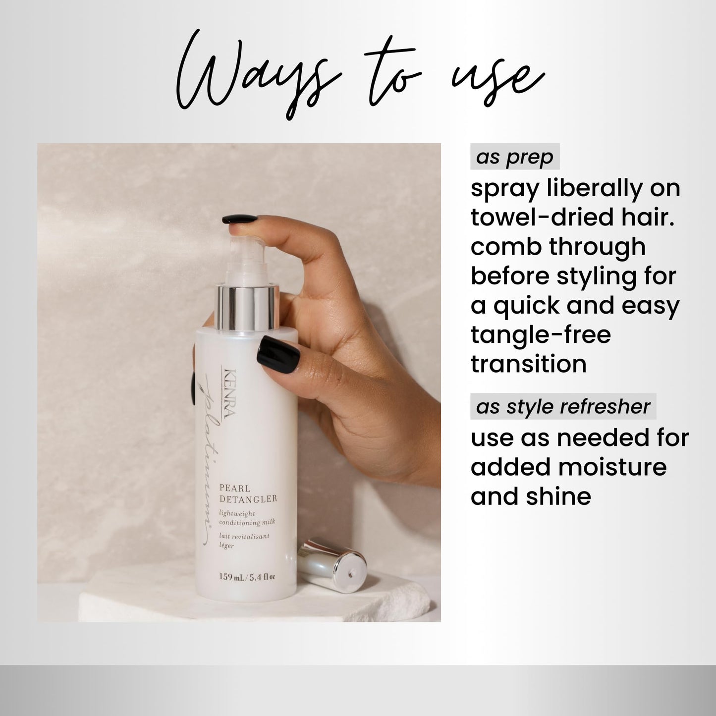 Kenra Professional Platinum Pearl Detangler | Lightweight Conditioning Milk | Adds Moisture & Slip | Effortless Detangling & Manageability | Thermal Protection Up To 450F | All Hair Types | 5.4 fl. oz