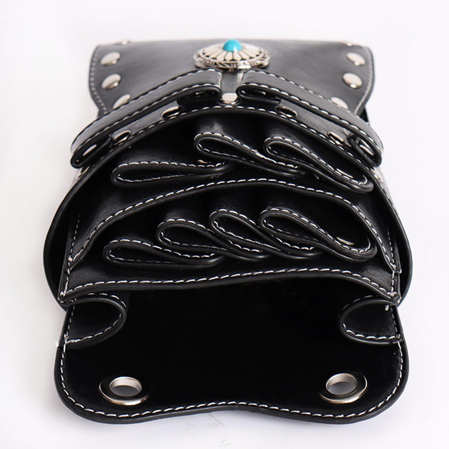 Hairdresser Waist Bag Shear Holder, 7-Slot Hairstylist PU Leather Barber Scissors Holster Pouch Tool Bag, Detachable Hair Cutting Organizer for Combs, Clippers, Spray Bottles (Pink)