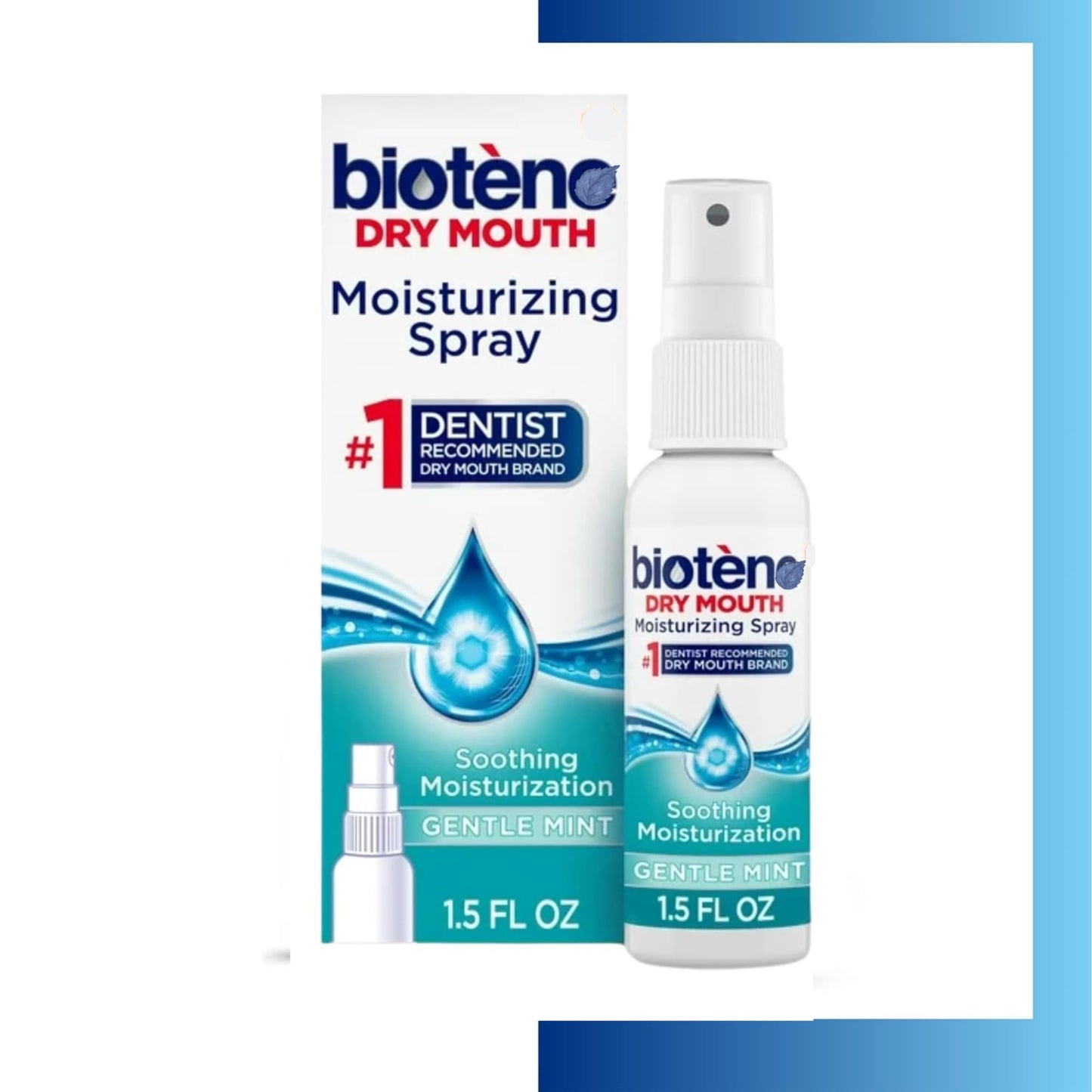 Biotene Moisturizing Mouth® Spray for Dry Mouth®, Fresh Mint Flavor, Alcohol-Free, 1.5 fl oz – Travel Size Oral Spray for Bad Breath, Gentle Mint for Children and Adults (Pack of 1)