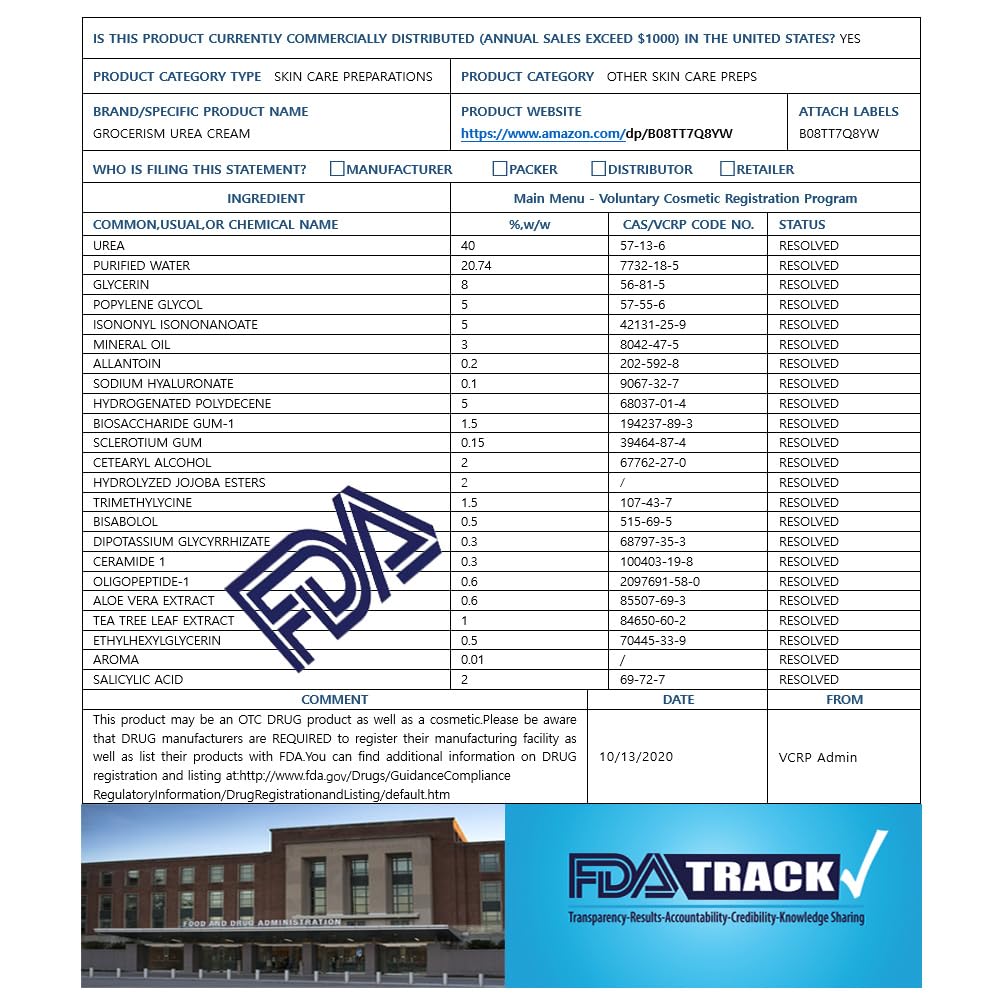 Grocerism 2 Packs Urea Cream 40% Plus 2% Salicylic Acid 5.30 oz || Foot Cream Maximum Strength with Hyaluronic Acid, Tea Tree, and Aloe Vera for Deep Moisturizes, Callus Remover and Soften