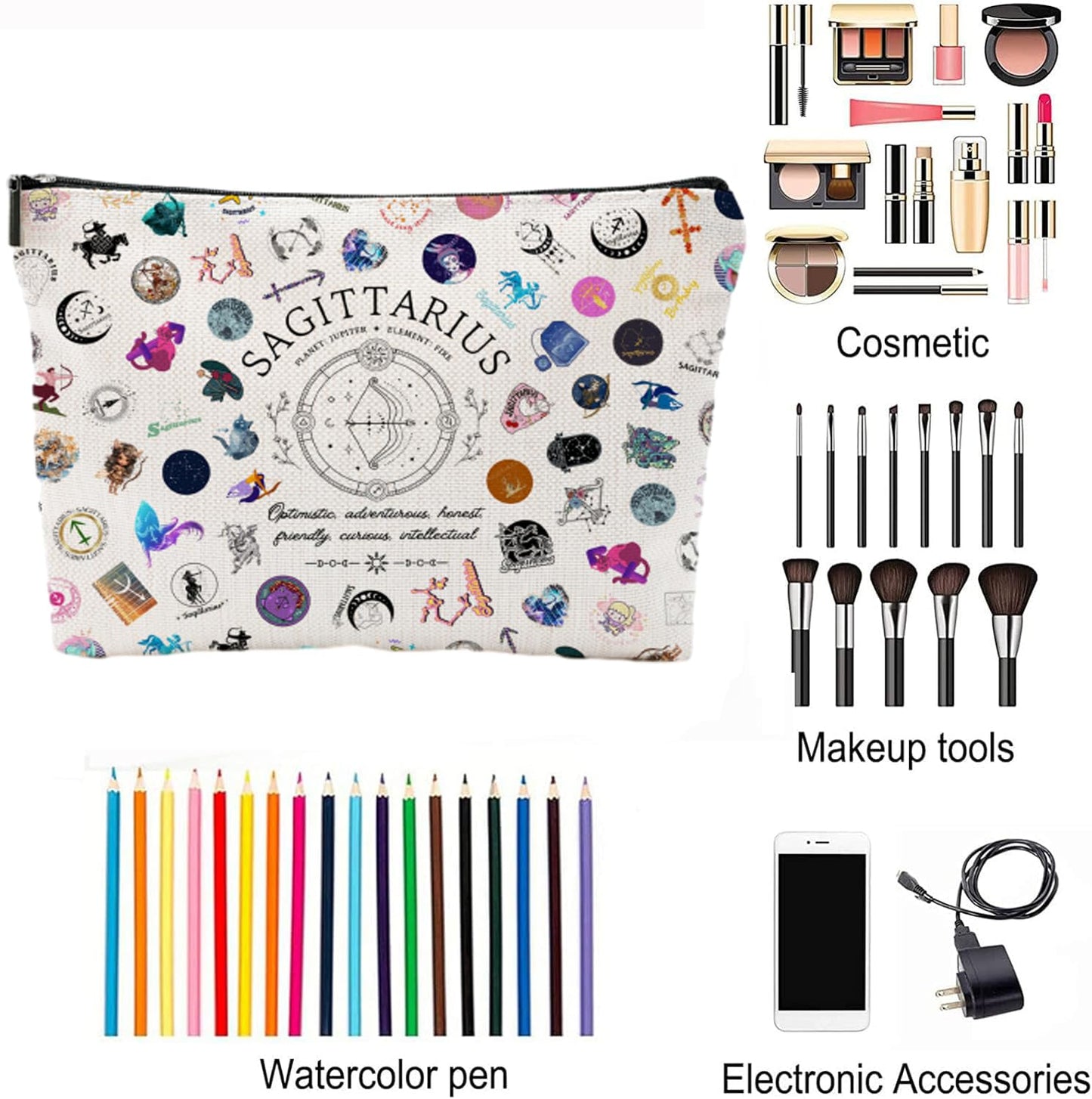 XYZONE Sagittarius Gifts for Women, Sagittarius Zodiac Cosmetics Bag, Travel Makeup Bags, Sagittarius Birthday Gifts for Women & Astrology Lovers