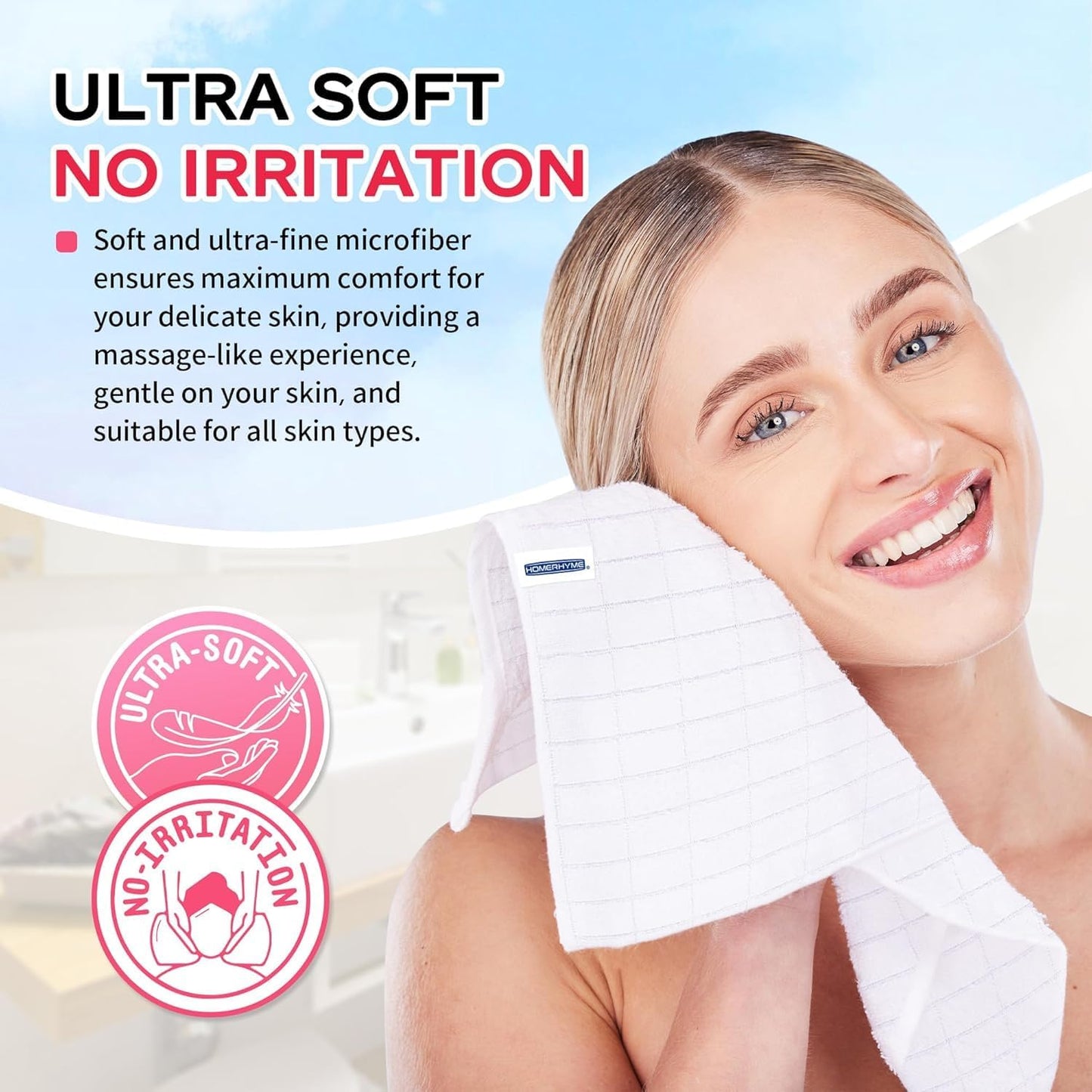 Microfiber Washcloths 50 Pack - Soft, Lint-Free Quick-Dry Face Towels for Gym, Bathroom & Kitchen