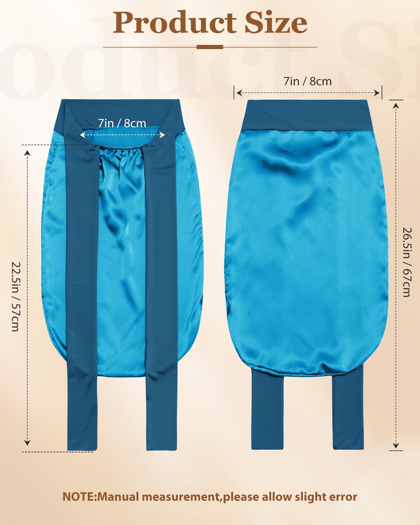 100% Mulberry Silk Bonnet for Sleeping Women Braid Bonnet for Long Hair with Elastic Tie Band Hair Wrap for Braids Curly Hair