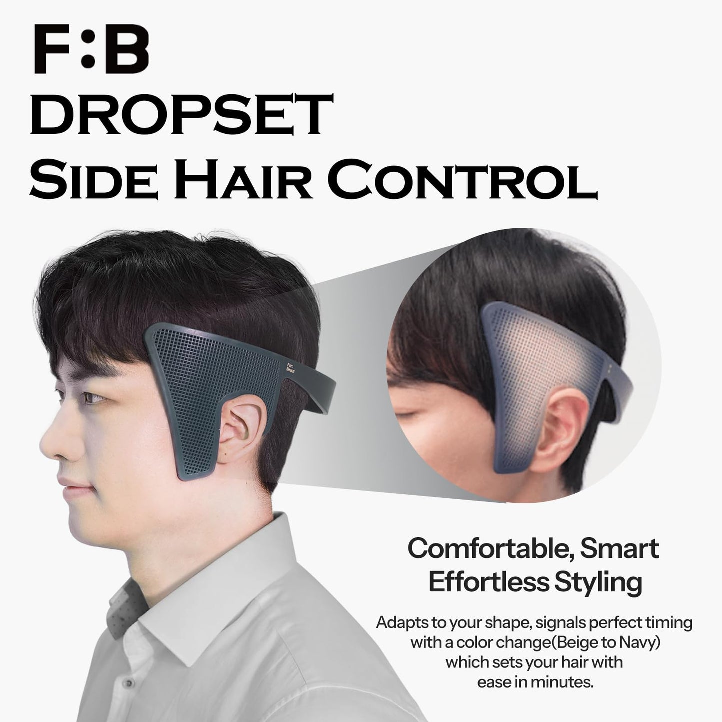 FORBEAUT DropSet, Men's Side Hair Press Tools for Down Perm with Air Hole Patent Technology, Scalp Care & Protection, Men's Hair Styler & Straightener for Grooming - Fast & Easy Styling