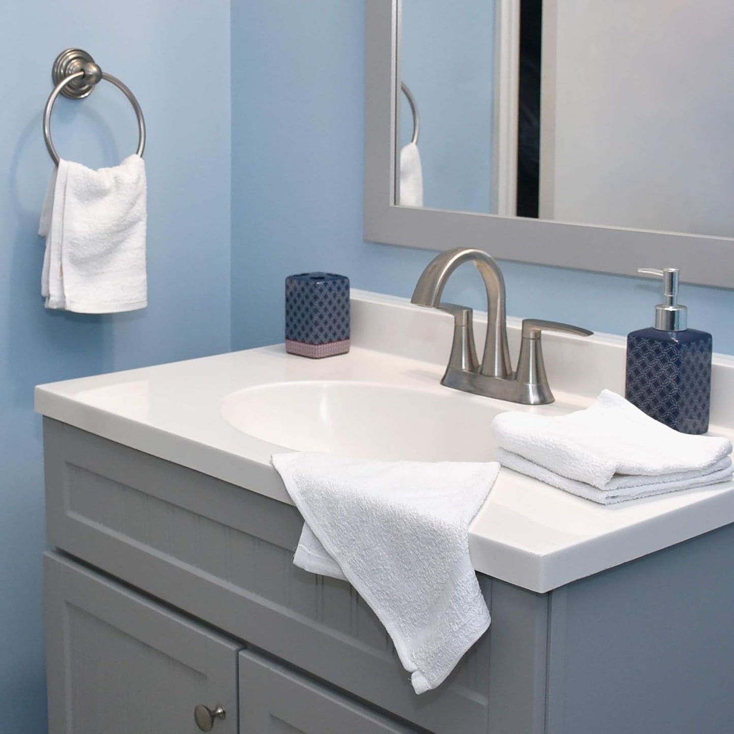 100% Cotton White Washcloths - 24-Pack, Lightweight & Ultra Absorbent Towels