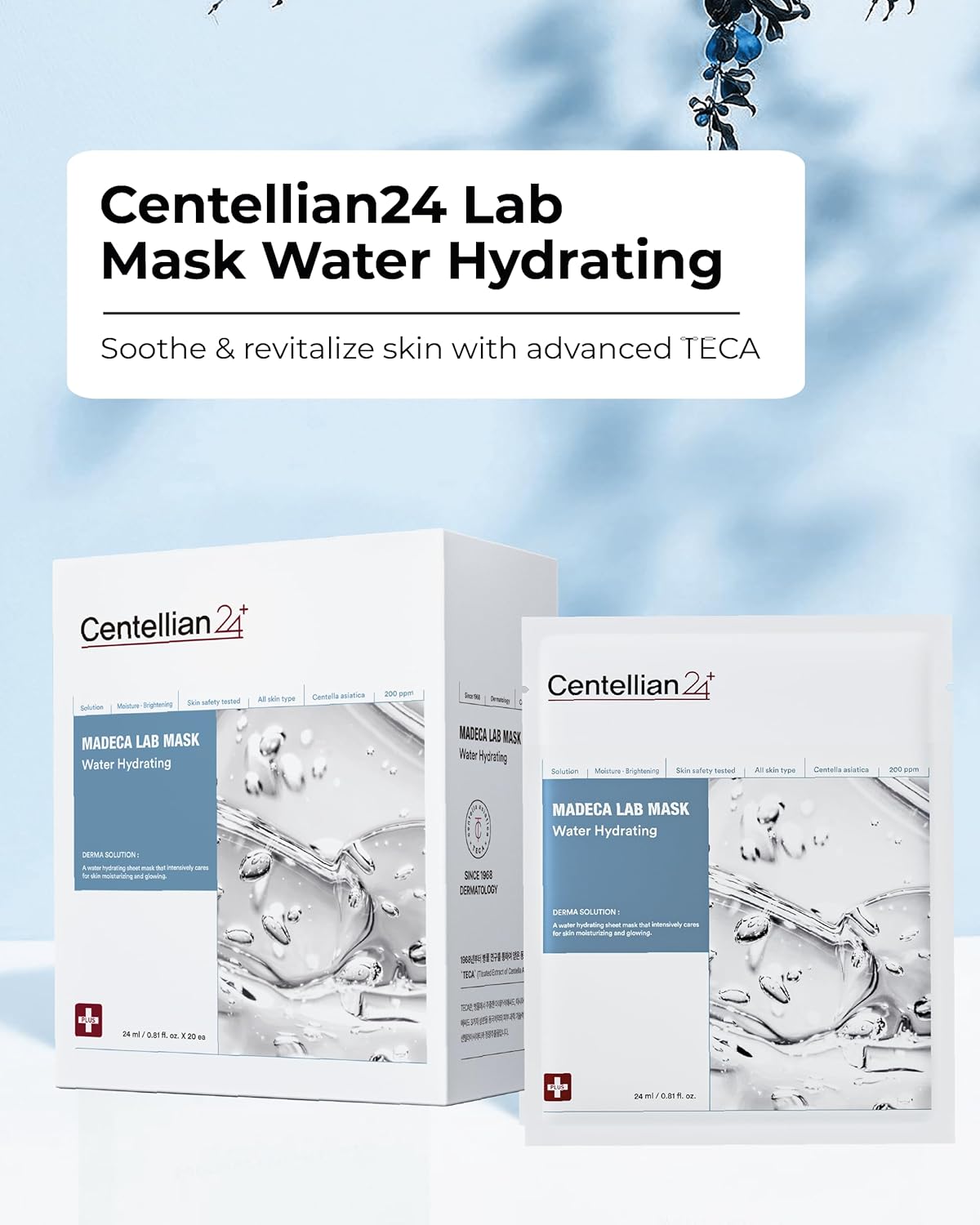 Madeca Mask 24 Pack - Wrinkle Revitalizing Face Sheet Masks with Centella Asiatica & Niacinamide for Skin Elasticity & Instant Lift