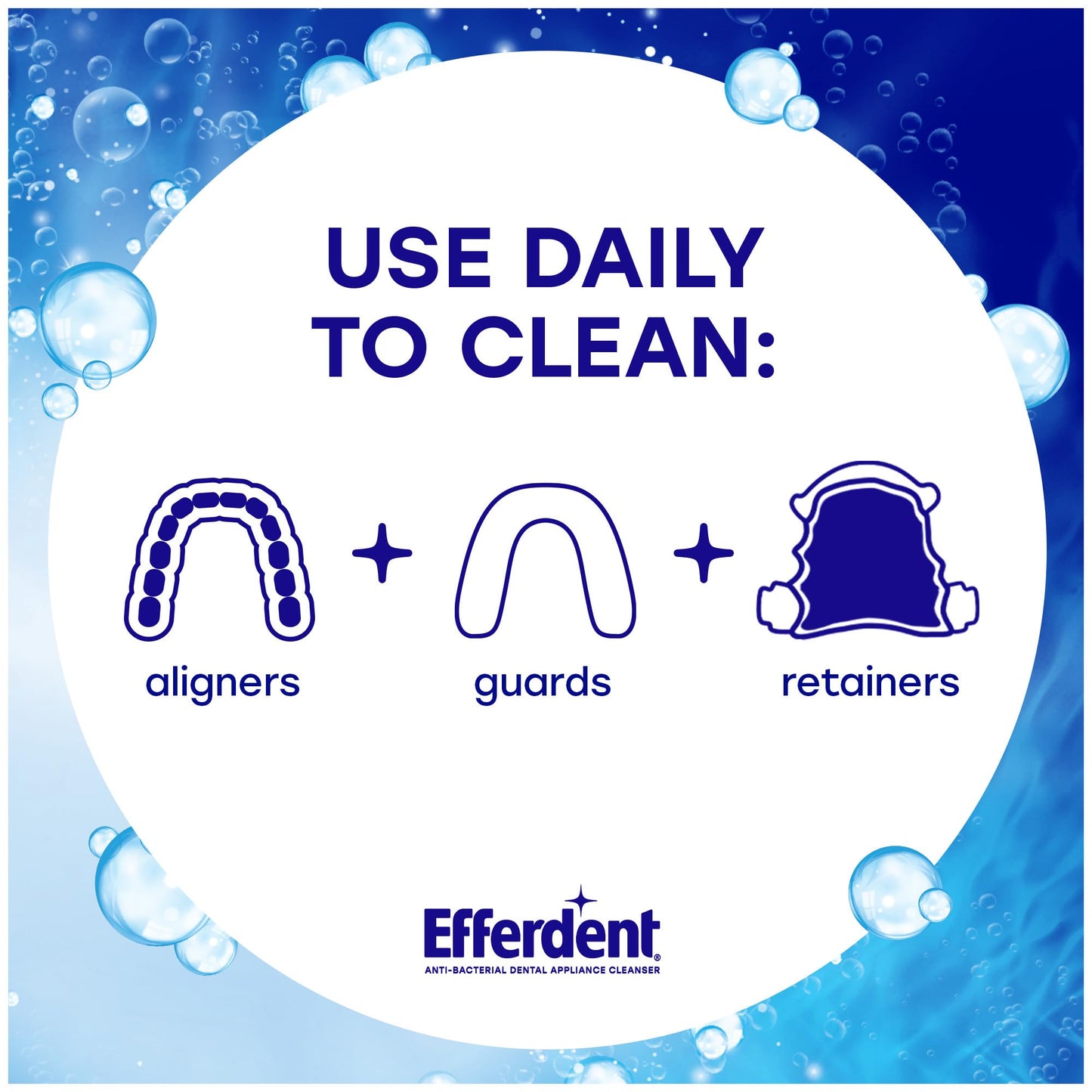 Efferdent Retainer Clean & Bright – Retainer Cleaner Tablets, 120 Count – for Retainers, Mouth Guard, Night Guard, Dentures