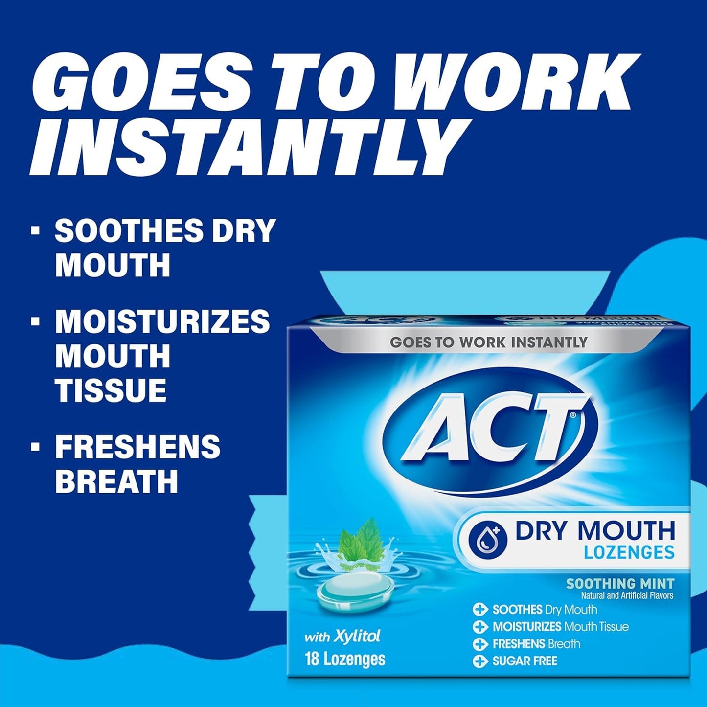 ACT Dry Mouth Soothing Mint Lozenges 18 ea ( Pack of 4)