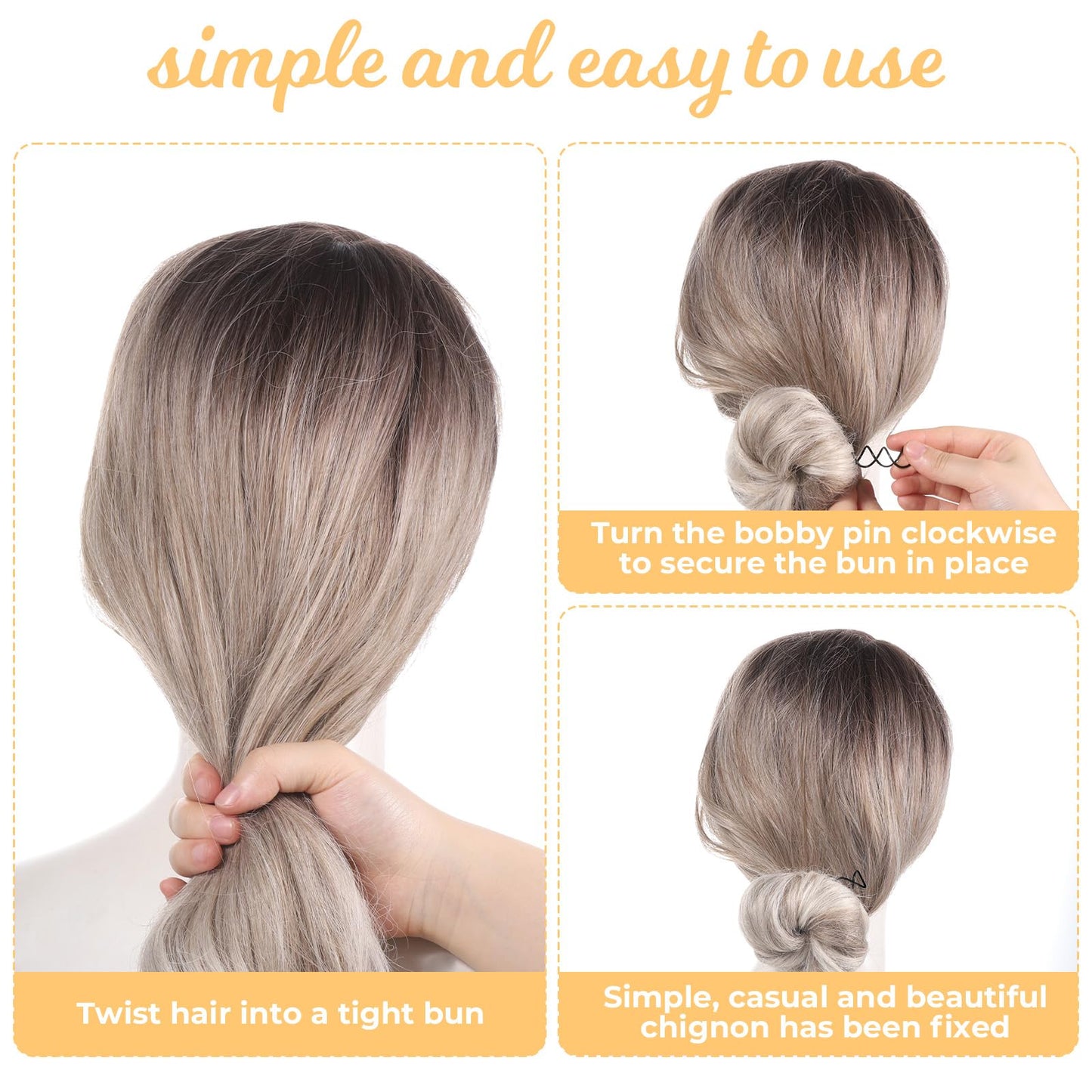 30 Pcs 3 Colors Spiral Bobby Pins, Spiral Hair Pins, Alloy Spin Pin, Non-Scratch Round Clip & Bun Twist for Girls Women, Perfect Fashion Small Bun Bobbypins, Easy & Fast Use(2.36 Inches)