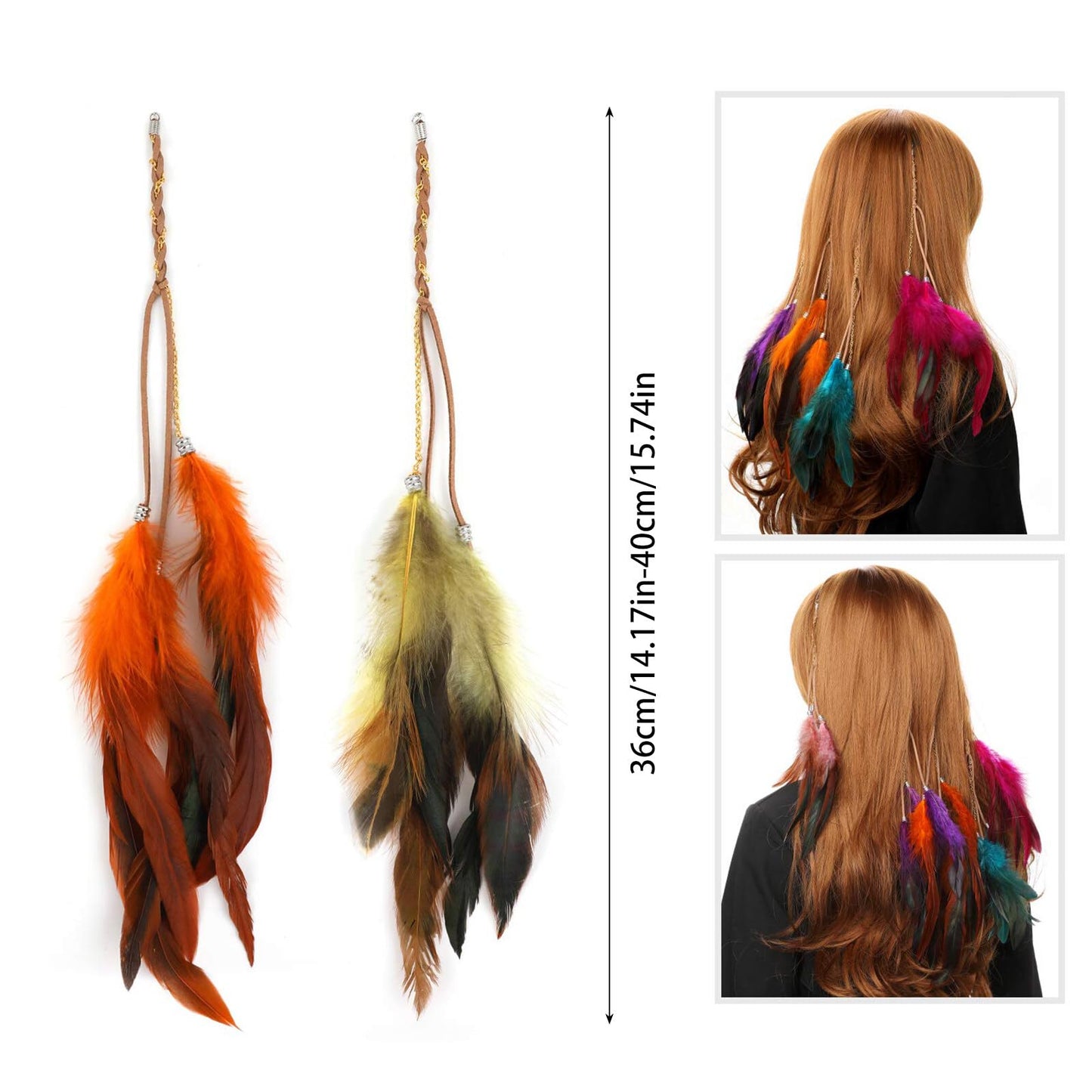 Feather Hair Extensions Clip,Zcargel 6PCS Feather Tassel Hair Decorations Mixed Colour Feather Hair Extensions Hair Accessories for Women and Girls