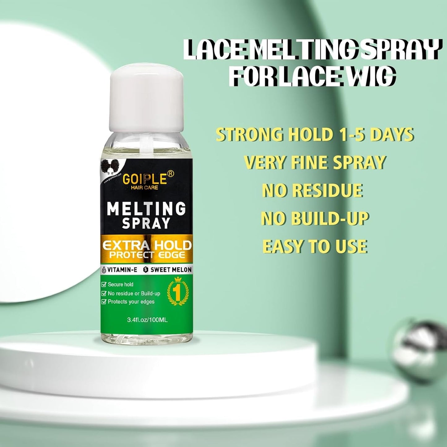 Lace Melting Spray - Glue-Less Hair Adhesive for Wigs & Extensions, Extra Hold Natural Forming Wax Stick