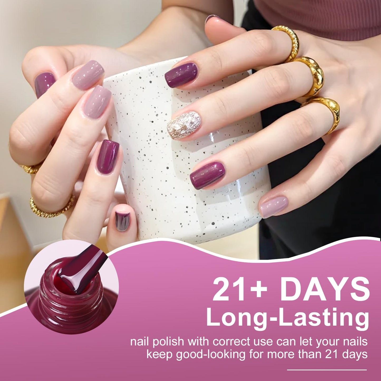 Nail Polish with Glossy Shimmery Finish - Long Lasting Chip Resistant Formula, No U V Lamp Needed- Fuchsia 0.35fl oz