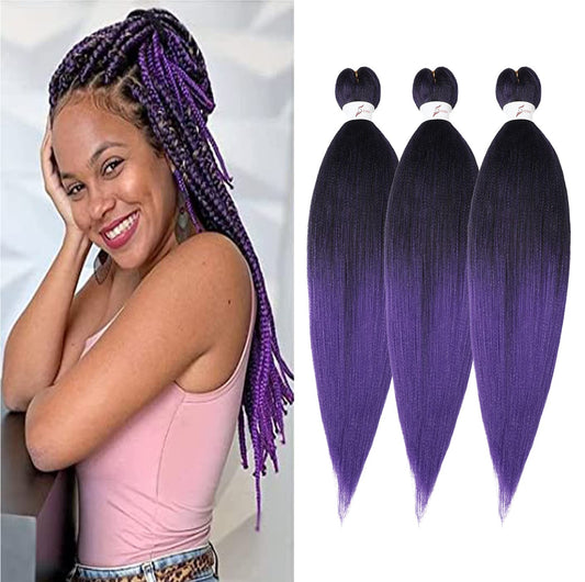 8 Packs 20-Inch Ombre Pre-Stretched Braiding Hair - Soft Yaki Texture Extensions
