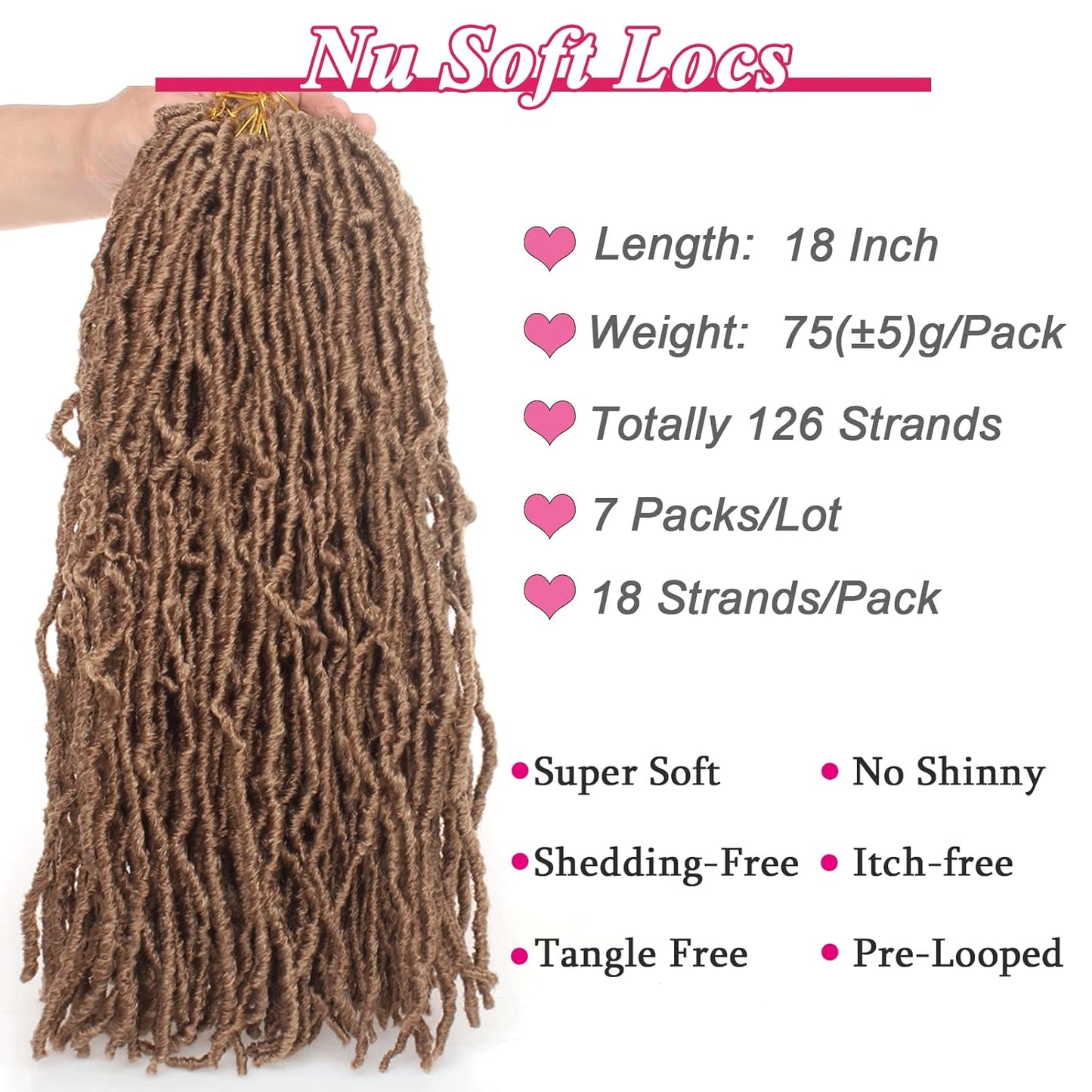 Faux Locs Crochet Hair - 18 Inch Pre-Looped 7 Packs Soft Natural Black Goddess Locs for Women