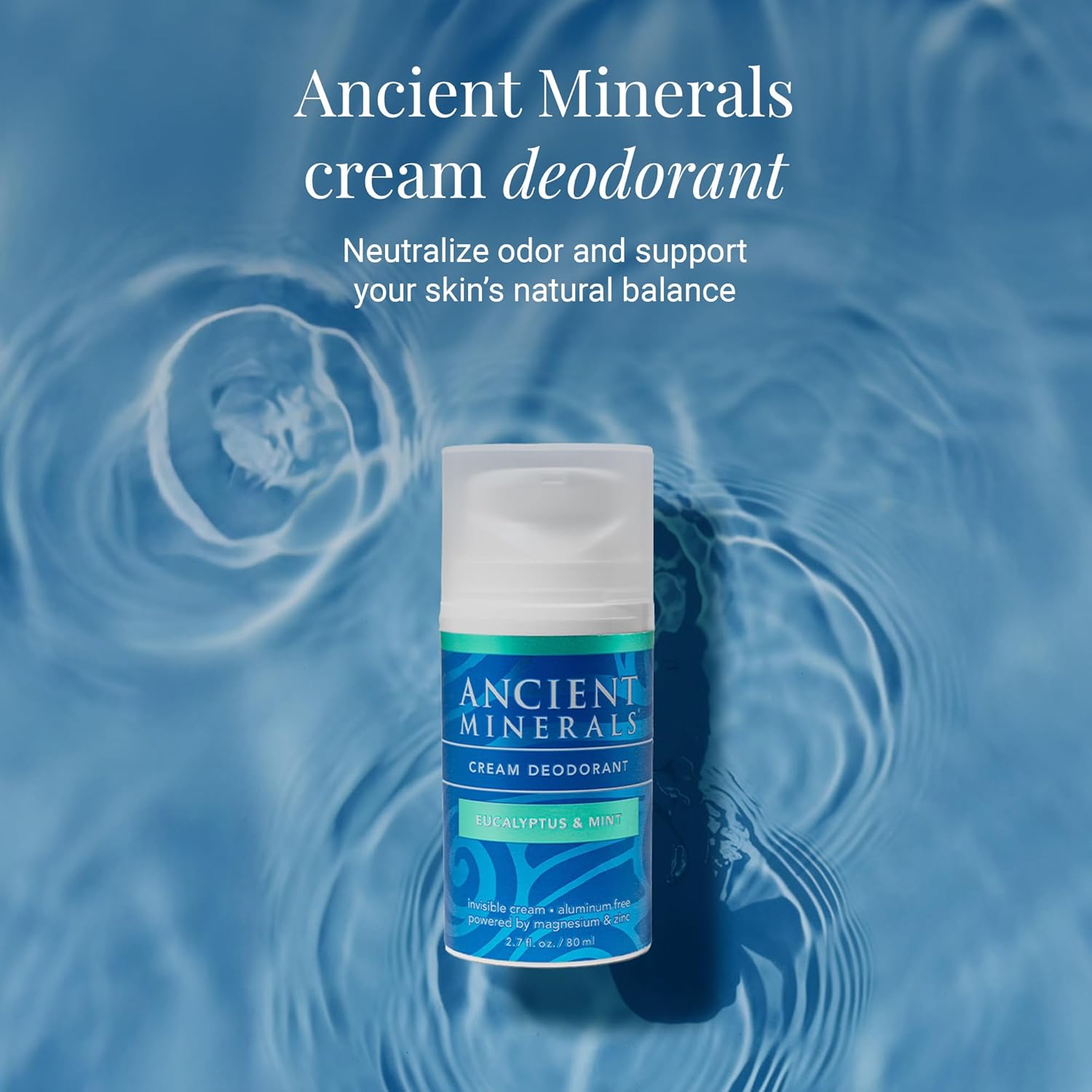Natural Deodorant Cream - Eucalyptus & Mint, Aluminum-Free, Vegan, 2 oz for Sensitive Skin