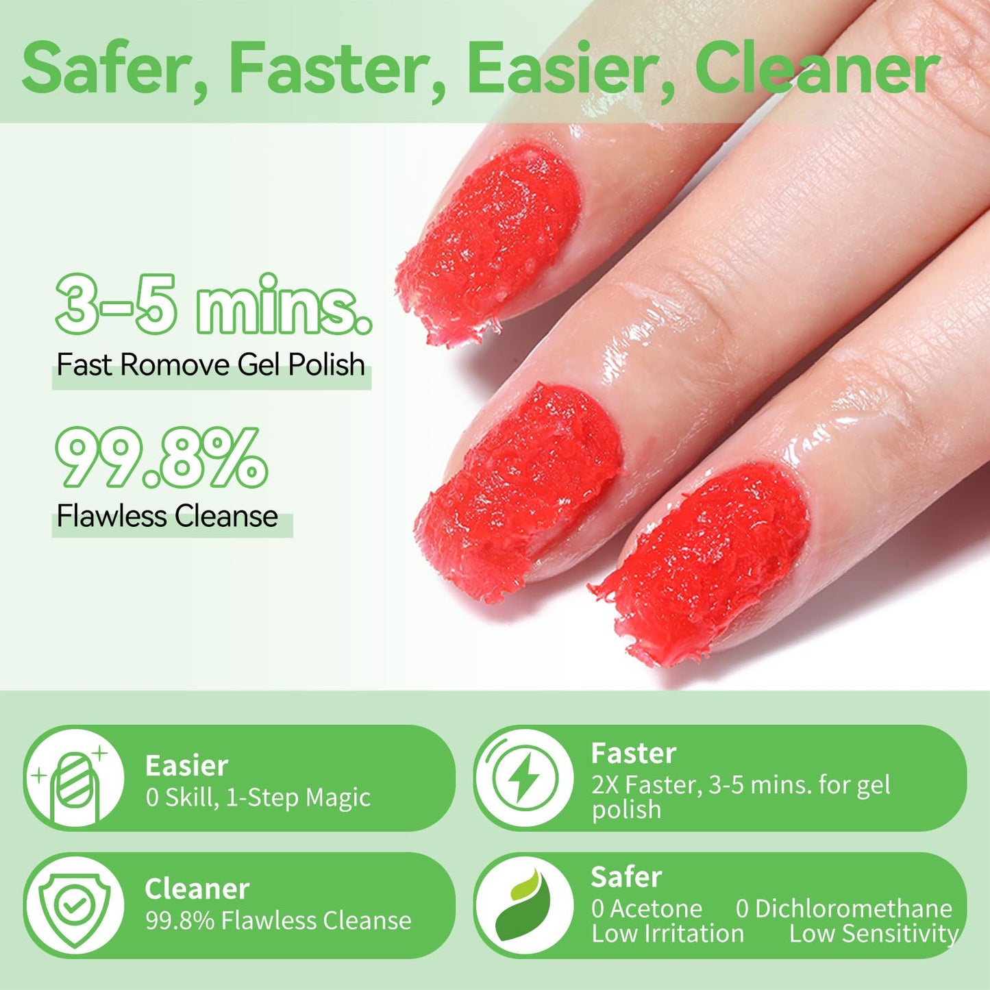 BORN PRETTY Magic Gel Polish Remover,2Pcs Gel Polish Remover for Nails with Cuticle Pusher and Nail Files,Quick & Easy Gel Nail Polish Removal in 3-5 Minutes,No Damage to Nails