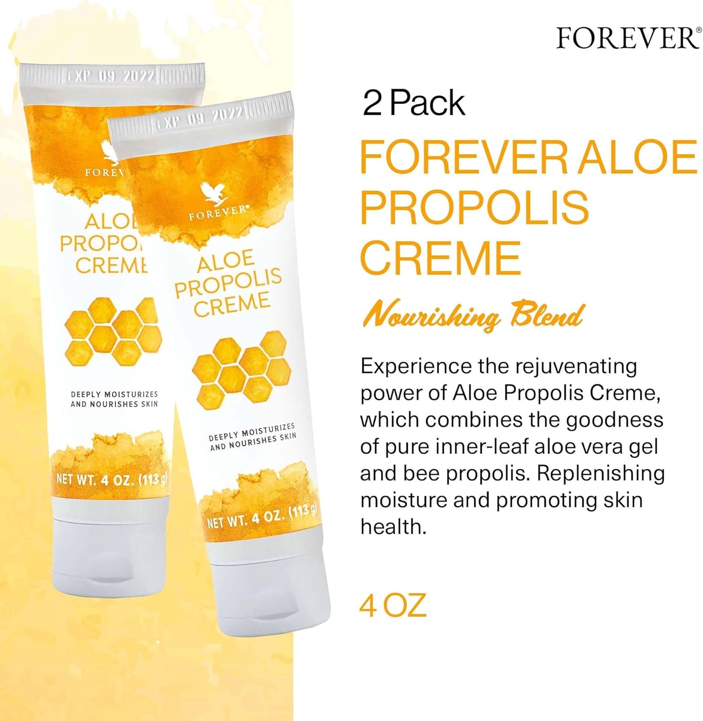 Aloe Propolis Cream - Moisturizing Skin Nourishment with Aloe Vera & Bee Propolis, 4 oz
