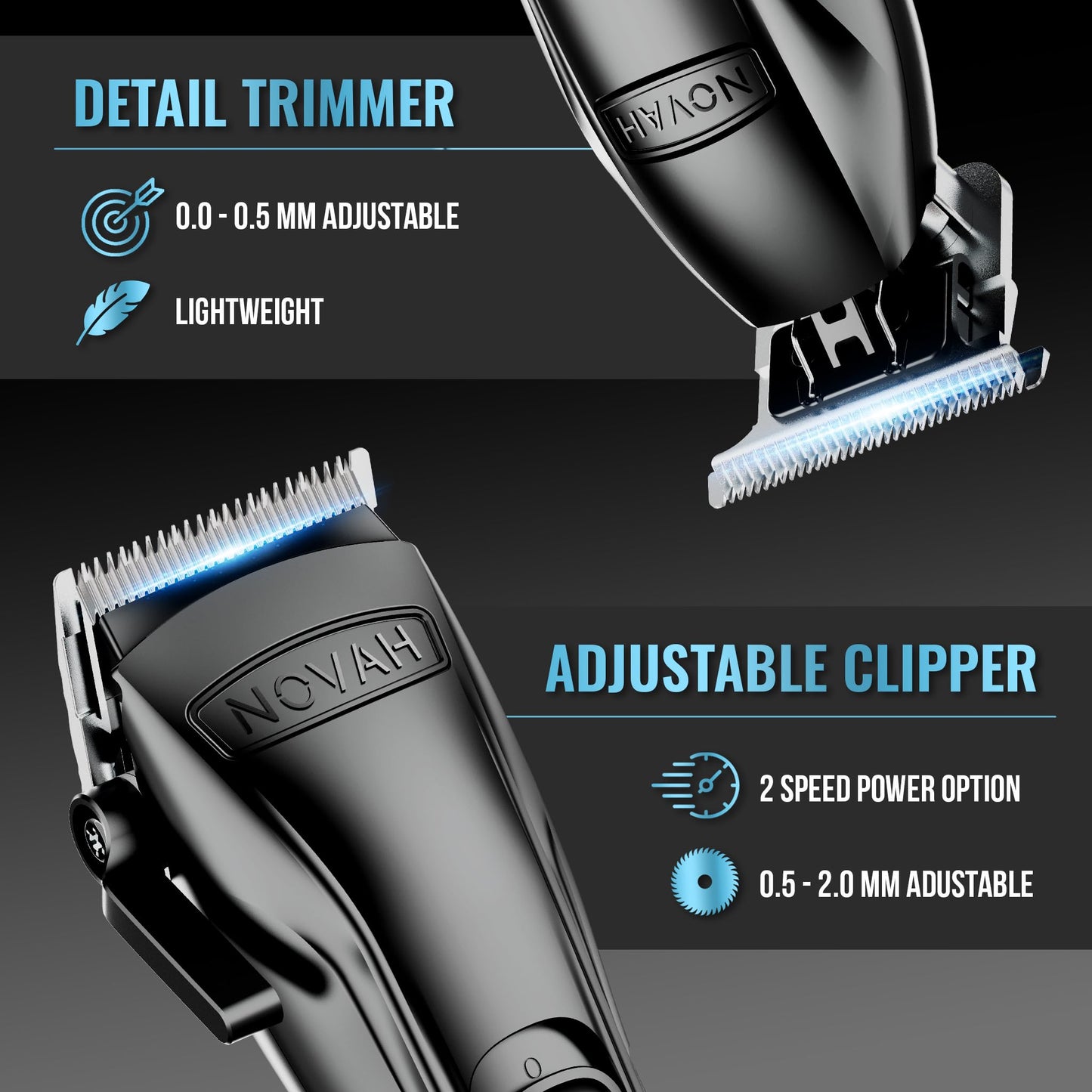 Novah Professional Barber Clippers and Trimmer Set - Foil Shaver Professional Hair Clippers for Men, Mens Cordless Hair Clipper for Barbers Haircut Kit, Fade