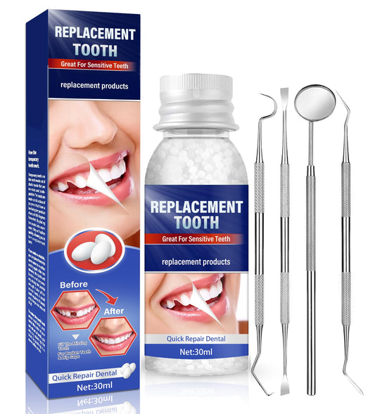 Tooth Repair Kit, Moldable Tooth Filling Repair Kit at Home, Make You Smile Confident Again, 30 ml & 4 Dental Tools