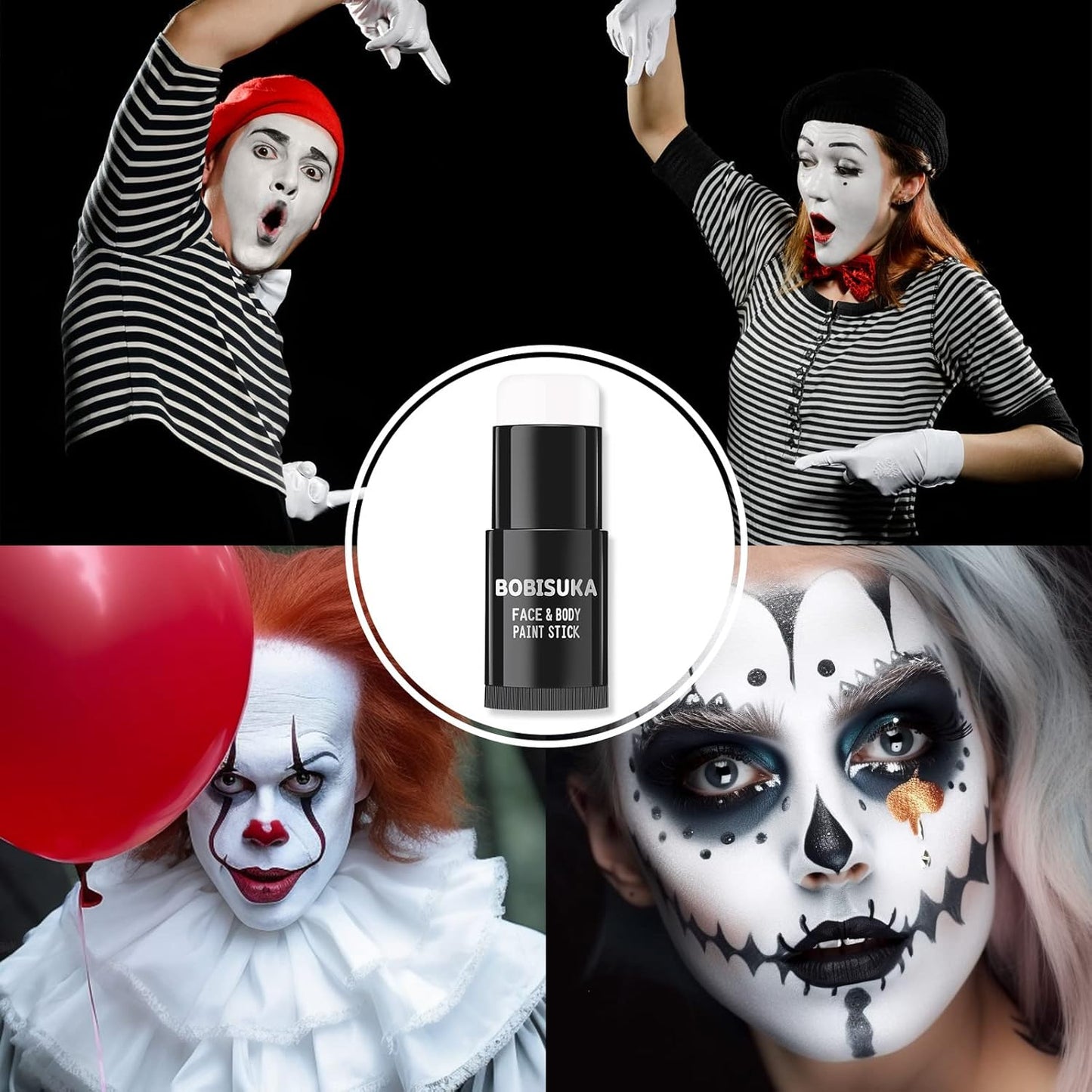 Red White Blue Face Paint Stick Kit - Eye Black for Football, Baseball & Halloween