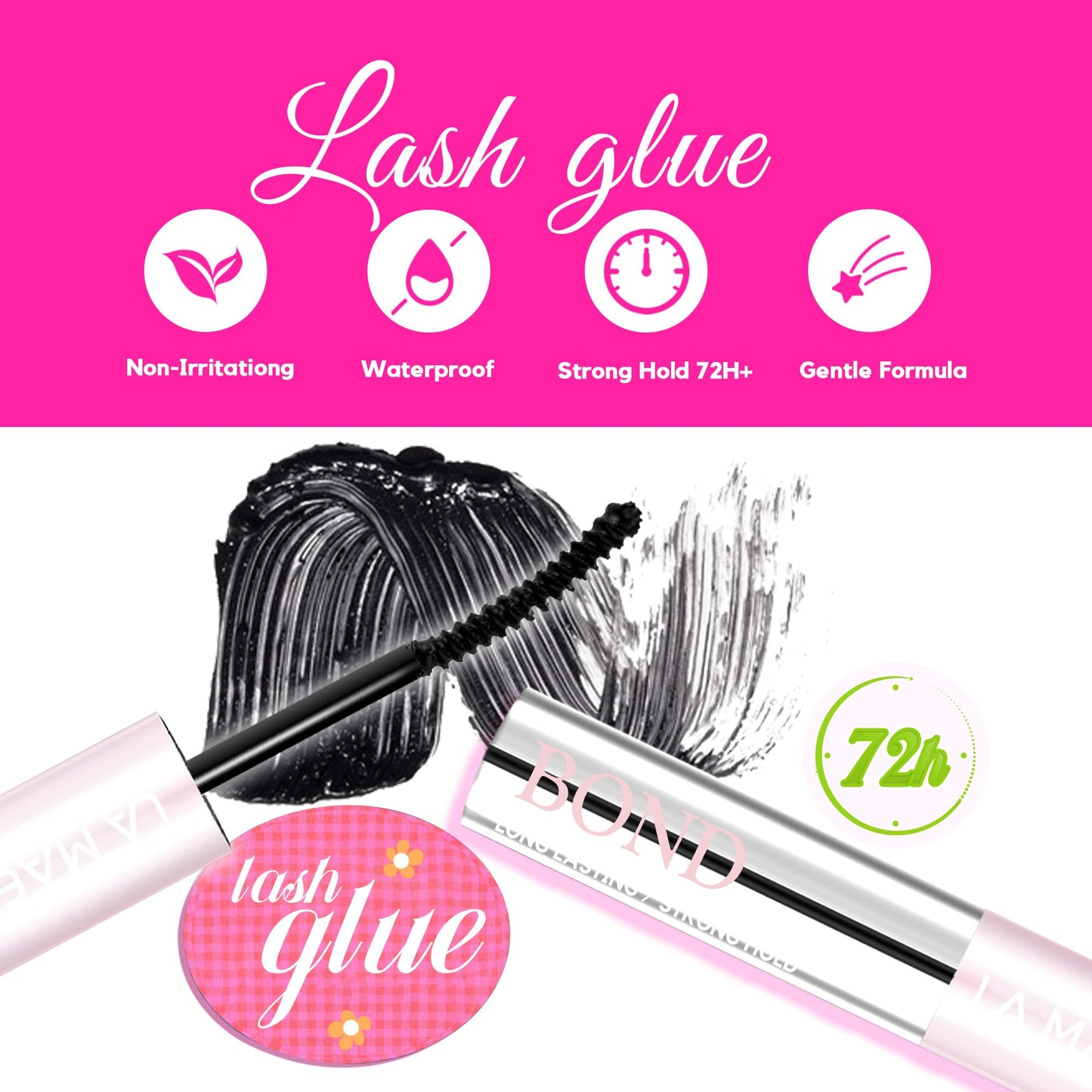 LA MAESII Lash Bond and Remover, 2 in 1 Lash Cluster Glue and Lash Remover for Eyelash Clusters Waterproof Lash Glue with Strong 72H Hold, Quick Removal Without Residue