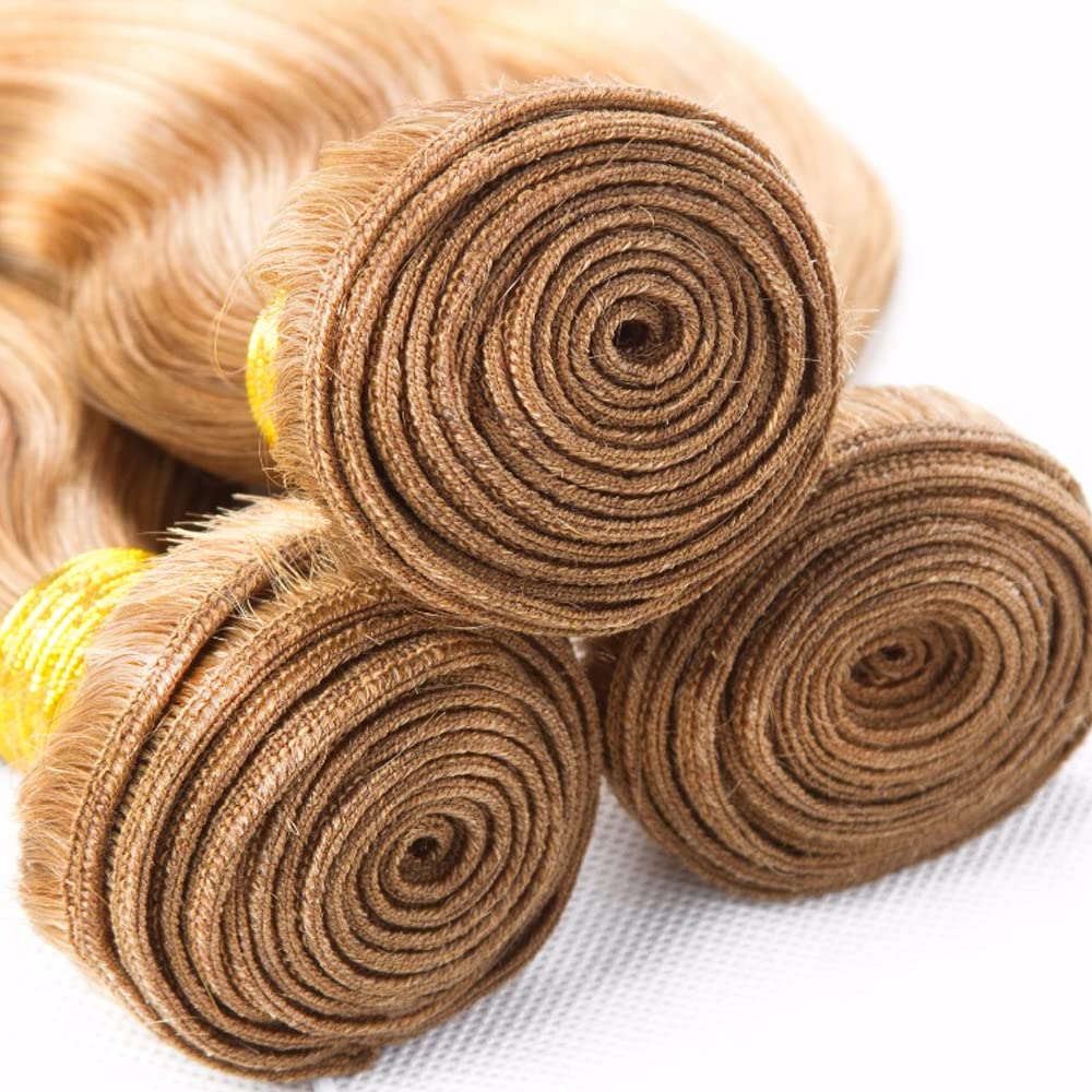P27/613 Highlight Blonde Bundles Body Wave Bundles Human Hair 14 16 18 Inch Unprocessed Brazilian Virgin Weave Hairs Honey Blonde 3 Bundle 50 Gram Per Bundle Human Hair Extensions