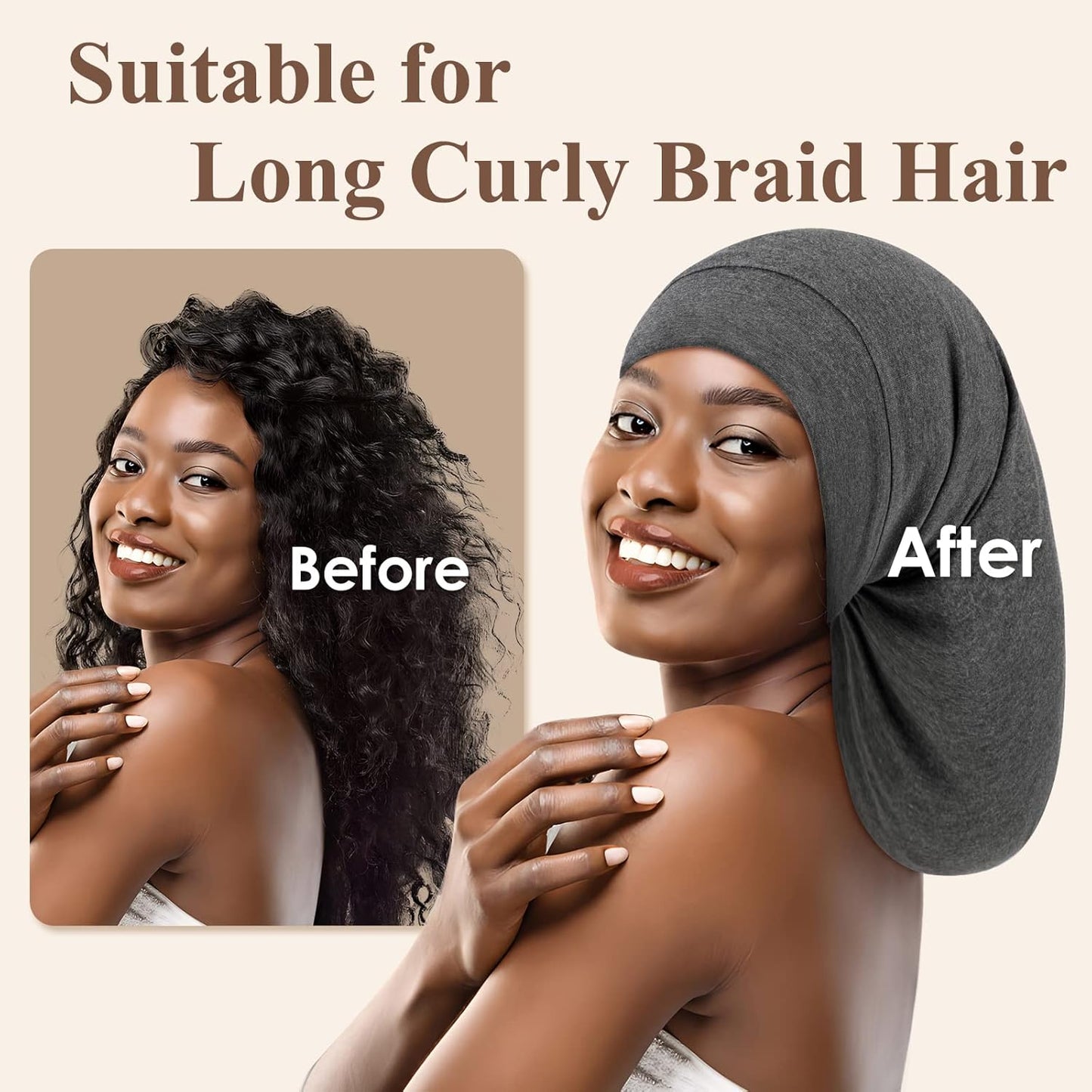 100% Silk Dreadlock Cap & Bonnet for Sleeping - Extra Large Hair Cover for Men & Women