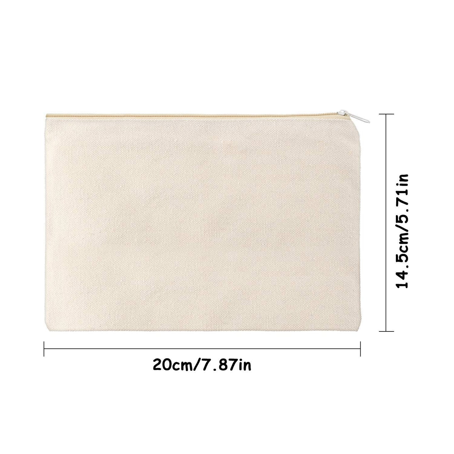 16 Pack Canvas Makeup Bags - Blank Zipper Pouches for DIY Crafts & Travel Toiletry Storage (Beige)