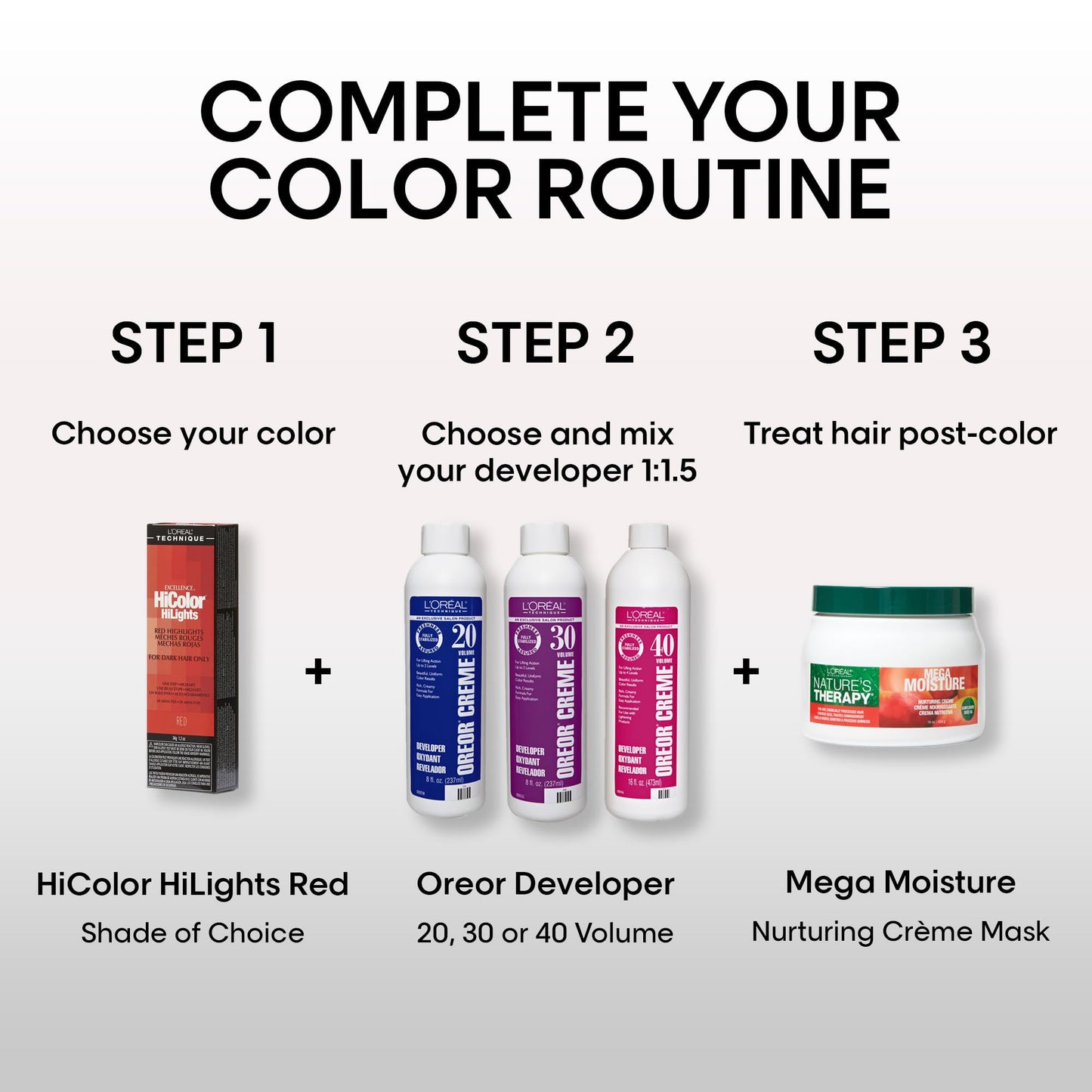 L'OREAL TECHNIQUE HiColor Red HiLights Permanent Hair Color for Dark Hair | Intense Red Highlights | No Pre-Lightening Required | Rich, No-Drip Creme | Quick Processing Time | Magenta