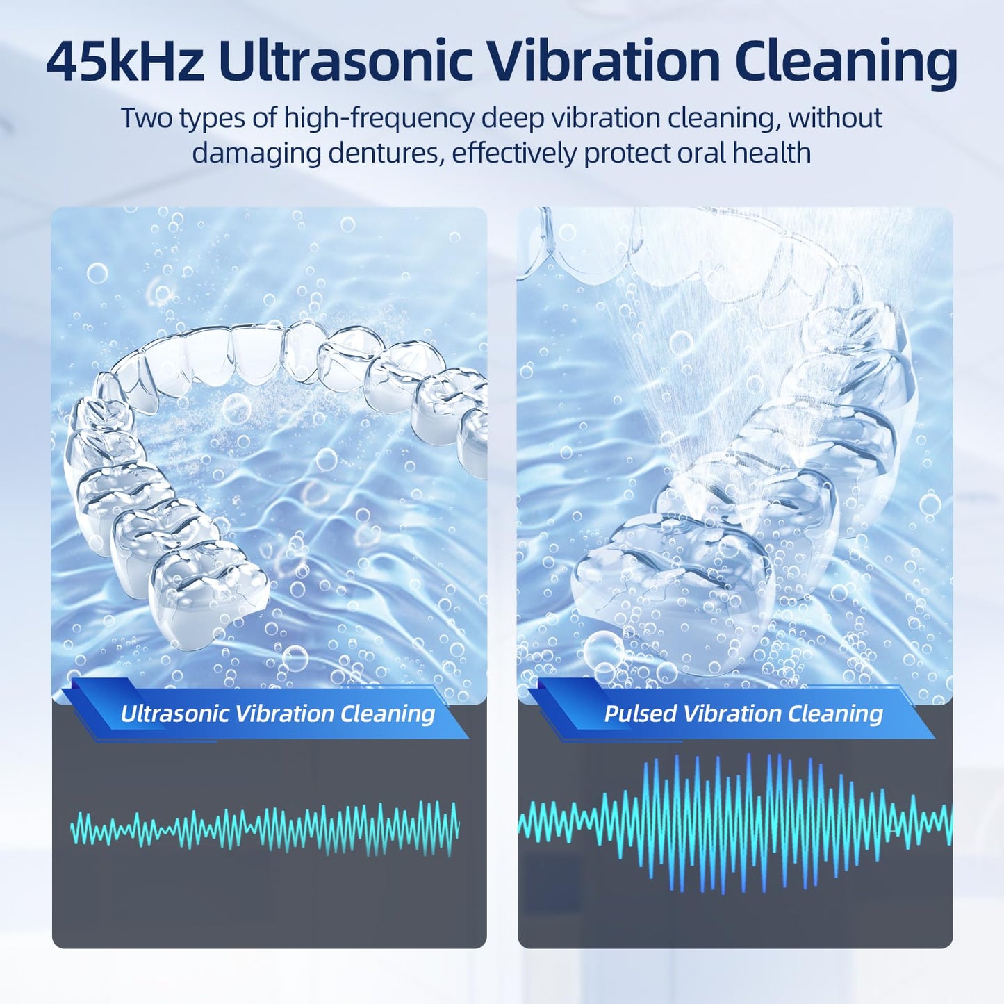 Ultrasonic Retainer Cleaner, Retainer Cleaner Machine for Dentures, Mouth Guards, Braces, Toothbrush Heads, Jewelry with 200ML Capacity, 45kHz Retainer Cleaning, 4 Modes for All Dental Appliances