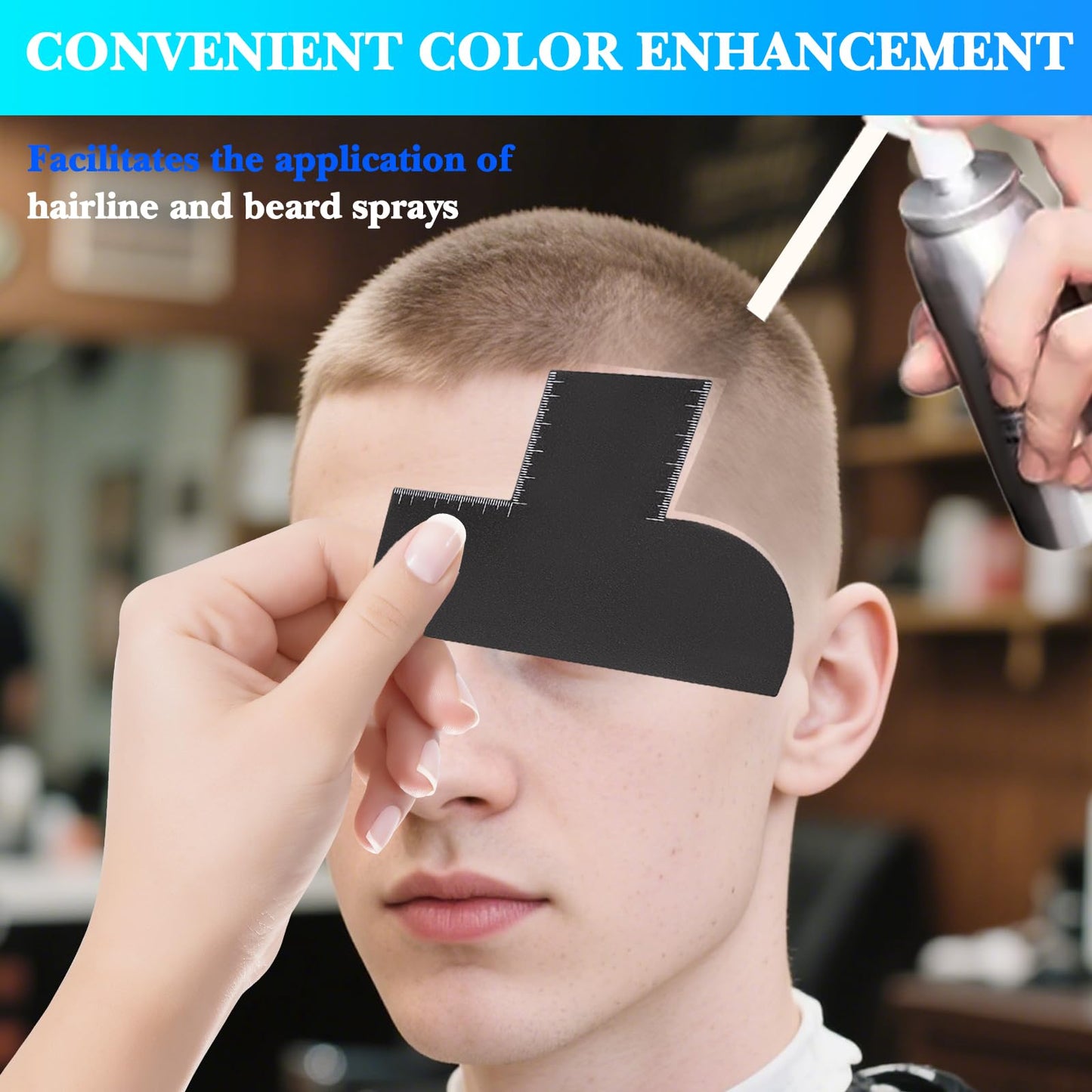 loghohu Enhancement Card for Barbers Hairline Shaping Tool Reusable Enhancement Card Precision Styling Easy to Clean for Men Grooming Home Professional Use (Black)