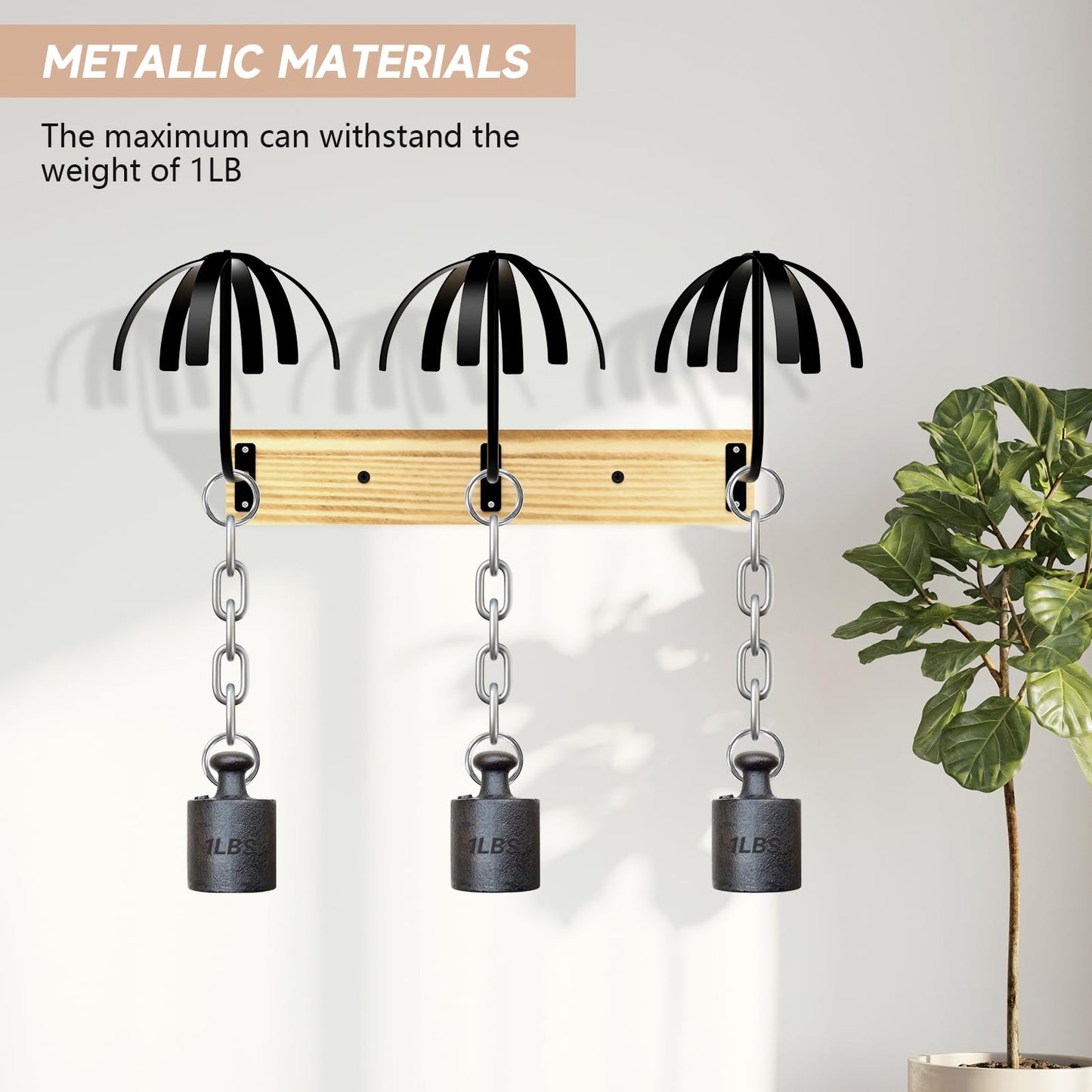 Yumkfoi Hanging Wig Stand for Multiple Wigs, 6 PCS Wall Mounted Wig Hanger Holder, Durable Wig Storage Organizer Rack for Display, Storage, Styling, Drying (Carbon Steel and Wood)
