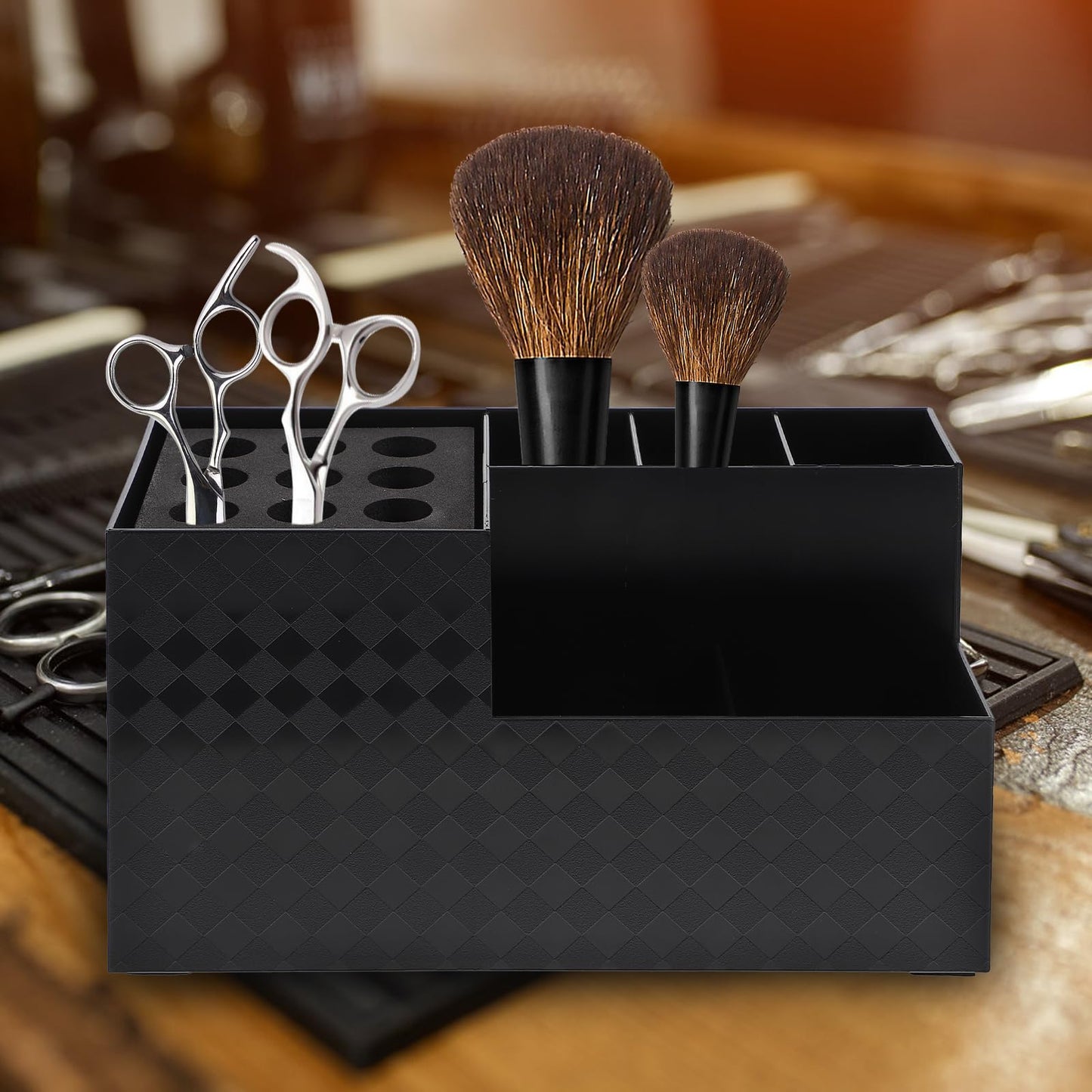 minkissy Scissor Holder for Hairdressers Shear Organizer Scissors Holder Box Hair Cutting Organizer Case Hairdressing Tool for Scissors Combs Clips for Barber Salon