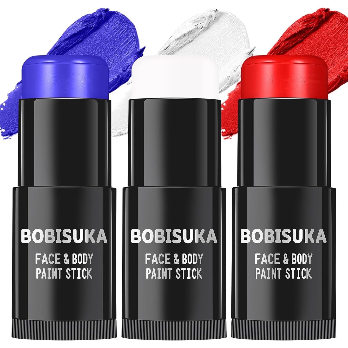 Red White Blue Face Paint Stick Kit - Eye Black for Football, Baseball & Halloween