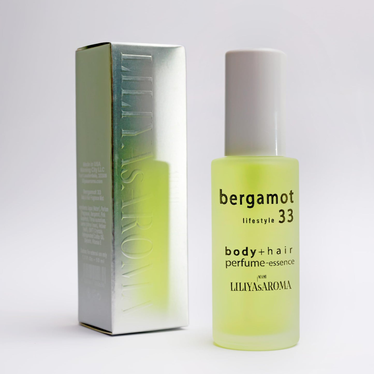 Liliya's Aroma Bergamot 33 Essence-Perfume for body and hair, Calabrian Bergamot, Pink Grapefruit & Vetiver Essential Oils, Gourmand Scent 1.8 Fl Oz