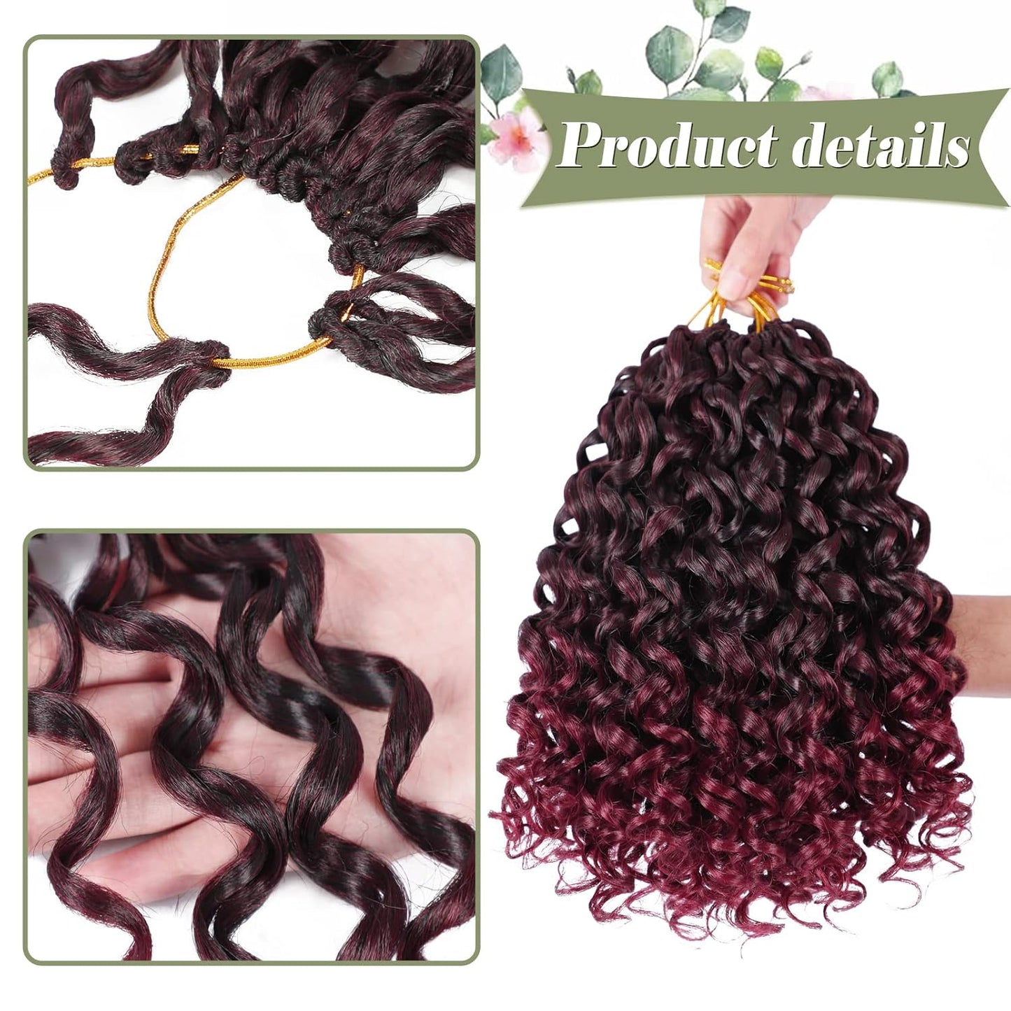 GoGo Curl Crochet Hair 10 Inch - 8 Packs Ombre Brown Water Wave Extensions for Black Women
