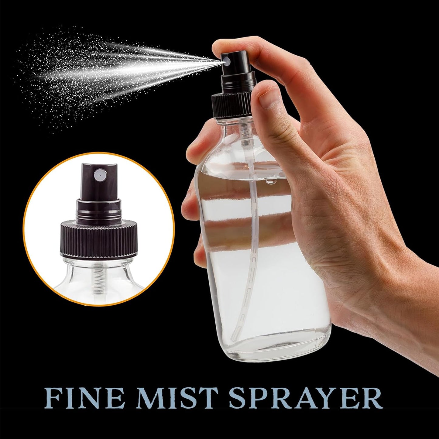 8-Ounce Amber Glass Spray Bottles (4-Pack) - Fine Mist Atomizers for Aromatherapy & DIY