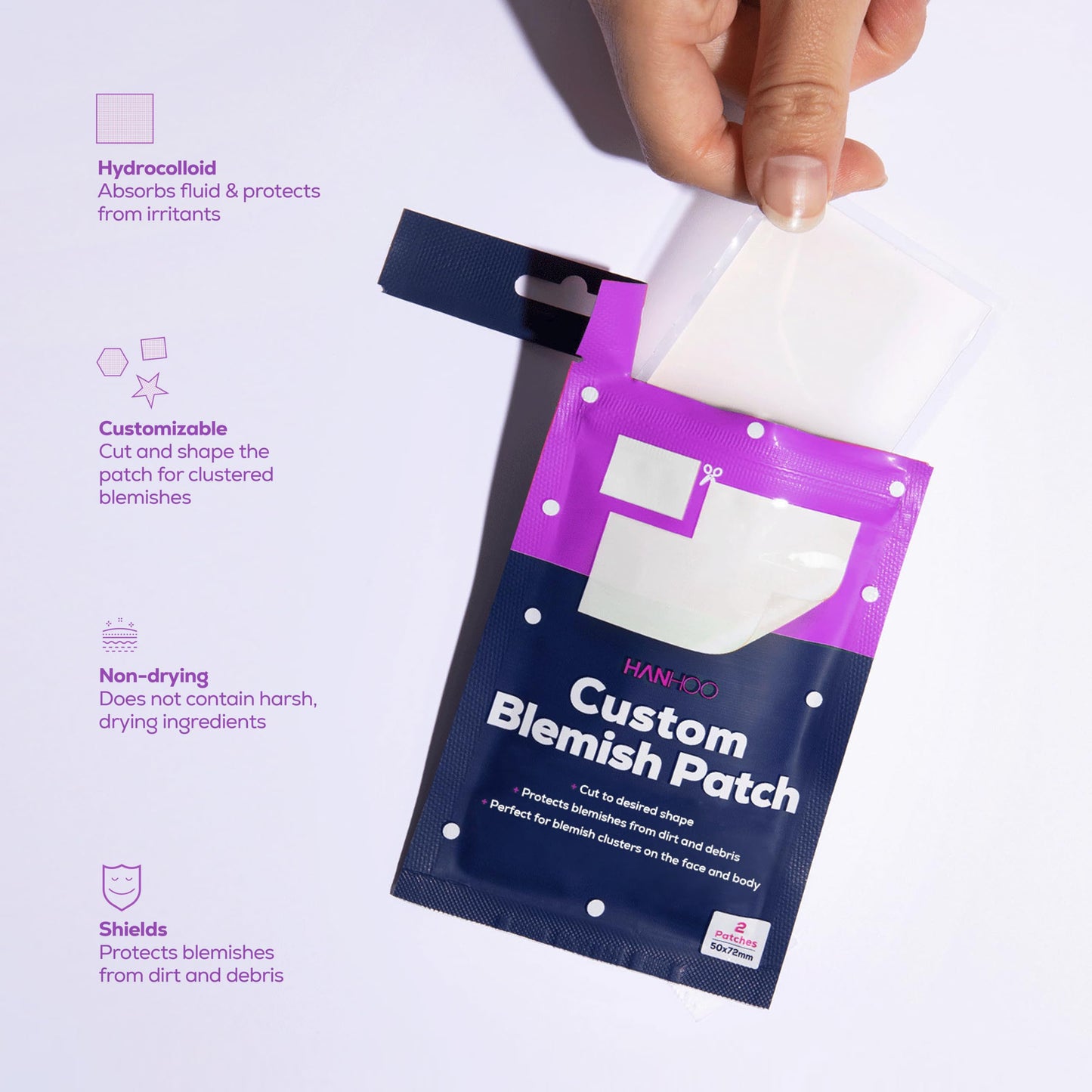 Hanhoo Face & Body Blemish Patch, 6 Patch Sheets, Customizable XL Pimple Patch, Covers Clustered Pimples, For Face and Body Acne, Large Hydrocolloid Patches, Gentle Blemish Care, Korean Skincare