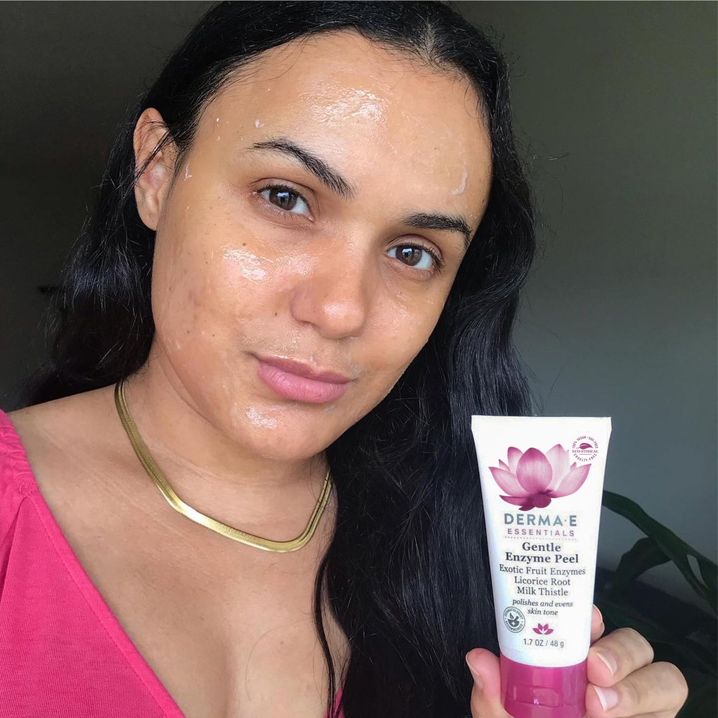 DERMA E Gentle Enzyme Peel – Brightening Exfoliator Mask – Natural Enzymatic Chemical Peel with Papaya, Milk Thistle and Licorice Root - Resurfaces, Smooths and Rejuvenates Facial Skin, 1.7 oz