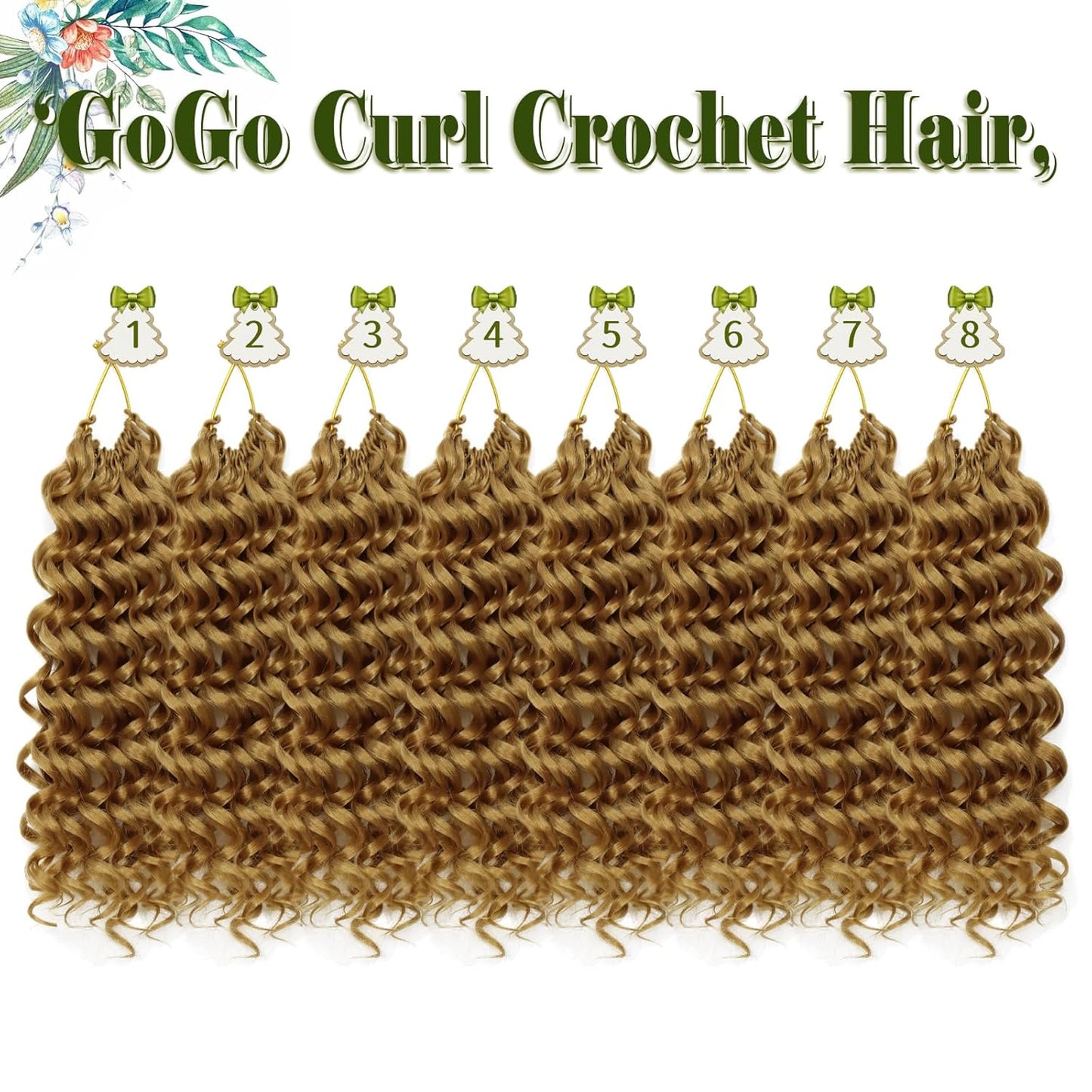 GoGo Curl Crochet Hair 10 Inch - 8 Packs Ombre Brown Water Wave Extensions for Black Women